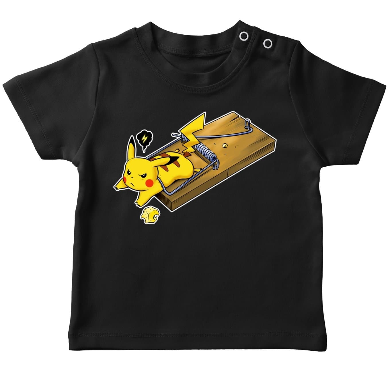 Okiwoki Funny Pokémon Parodies Black Baby's T-Shirt - Pikachu (Pokémon Parodies Parody) (Ref:94)