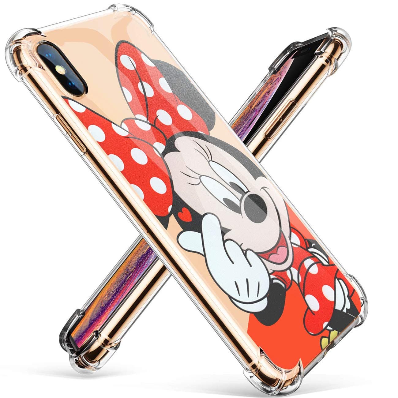 Logee HeartMinnie TPU Cute Cartoon Clear Case for iPhone Xs Max 6.5" Fun Kawaii Animal Soft Protective Shockproof Cover Ultra-Thin Funny Creative Character Unique Cases for Kids Teens Girls Boy(XSMax