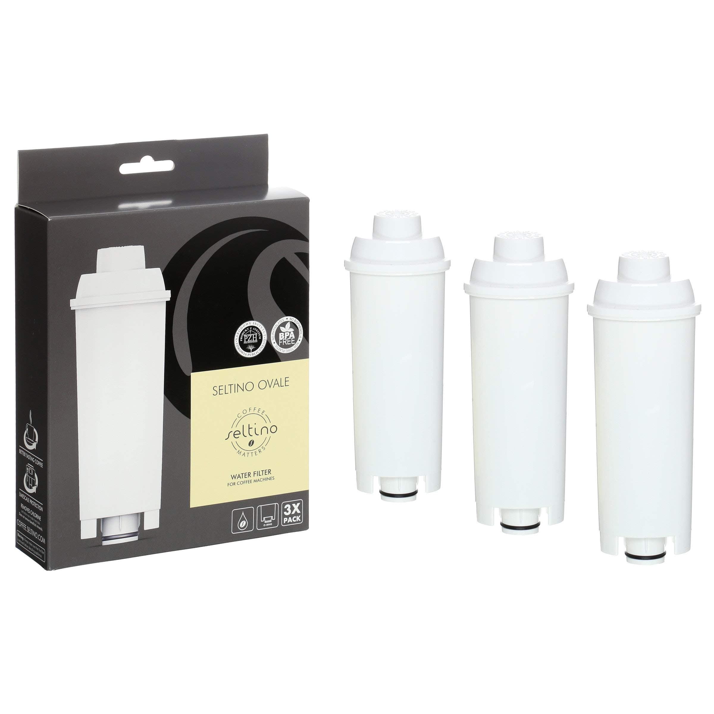 Tripple pack of Seltino OVALE water filter for DeLonghi coffee machines, compatible with SER3017, DLS C002 (3 filters in set)