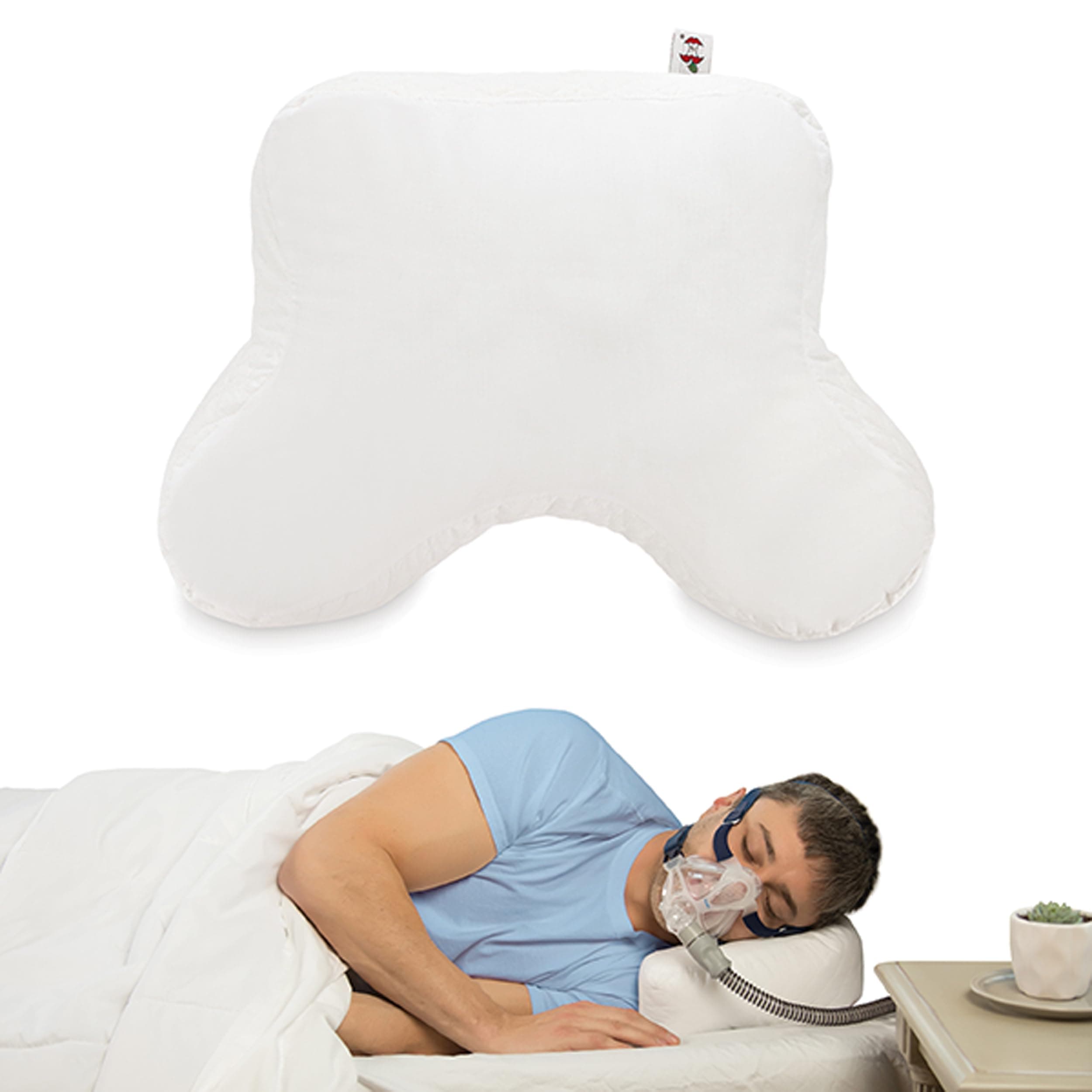 Double Edge CPAP Pillow, Contoured Comfort Pillow to Reduce Mask Leaks, Pressure Point Soreness - 4" Loft