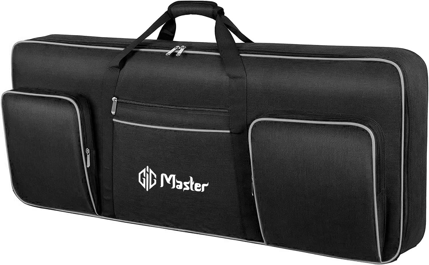 GIG Master Heavy Padded Keyboard Bag/Cover/Case for Yamaha PSR-I300, I400, I500 61 Keys Keyboard with Dust Cover & Double Pocket(Black & Grey), Black, Modern