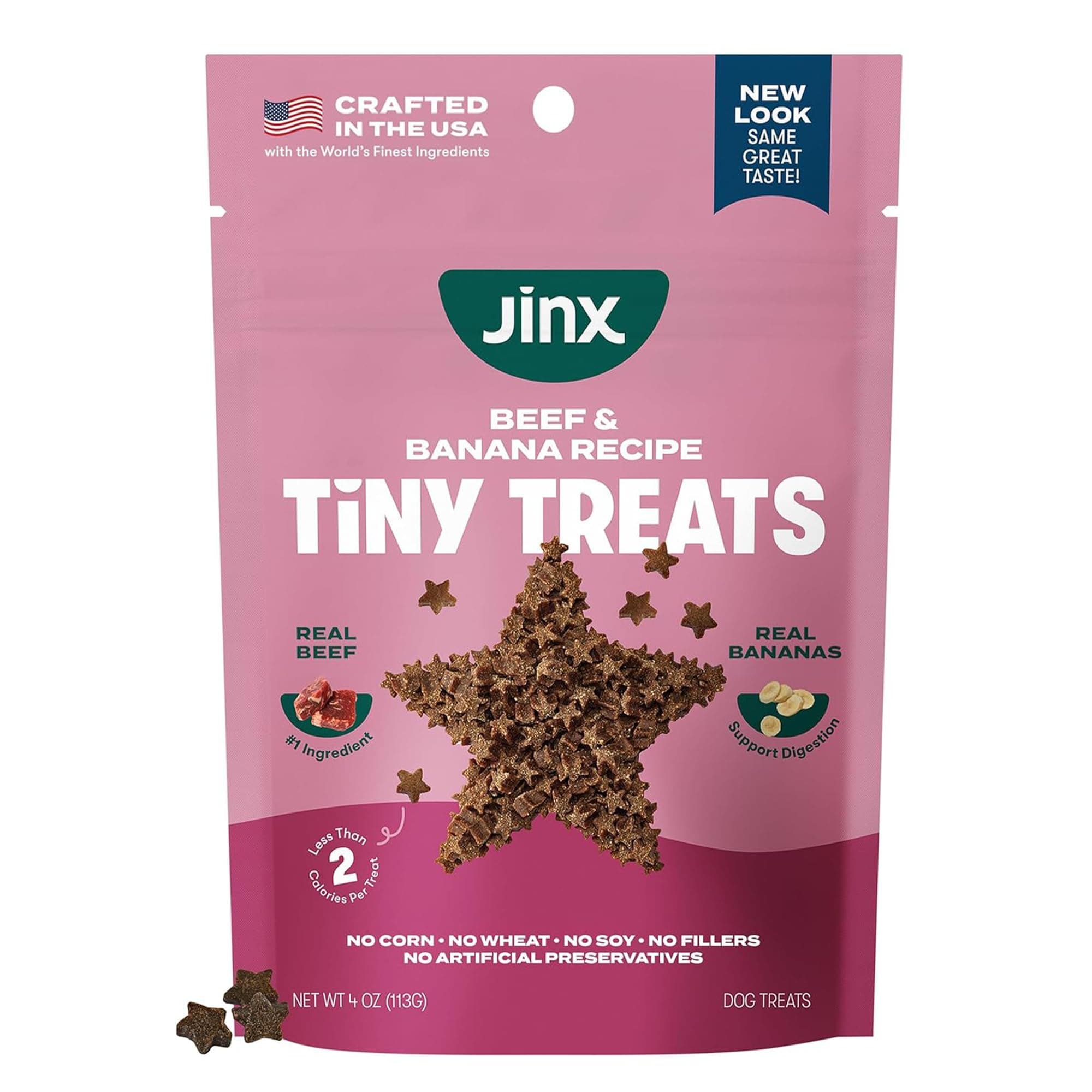 Jinx Beef & Banana Training Treats for Dogs and Puppies, Low-Calorie, All Natural, Slow-Smoked Real Beef, No Fillers 4oz