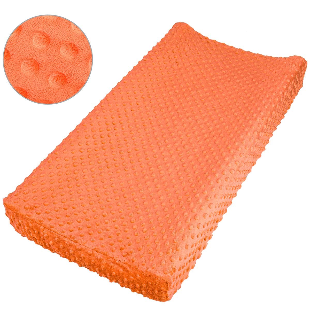 Baby Plush Minky Dot Changing Pad Cover - Ultra-Soft Stretchy Fitted Cover for Standard Nursery Changing Pad (Orange)