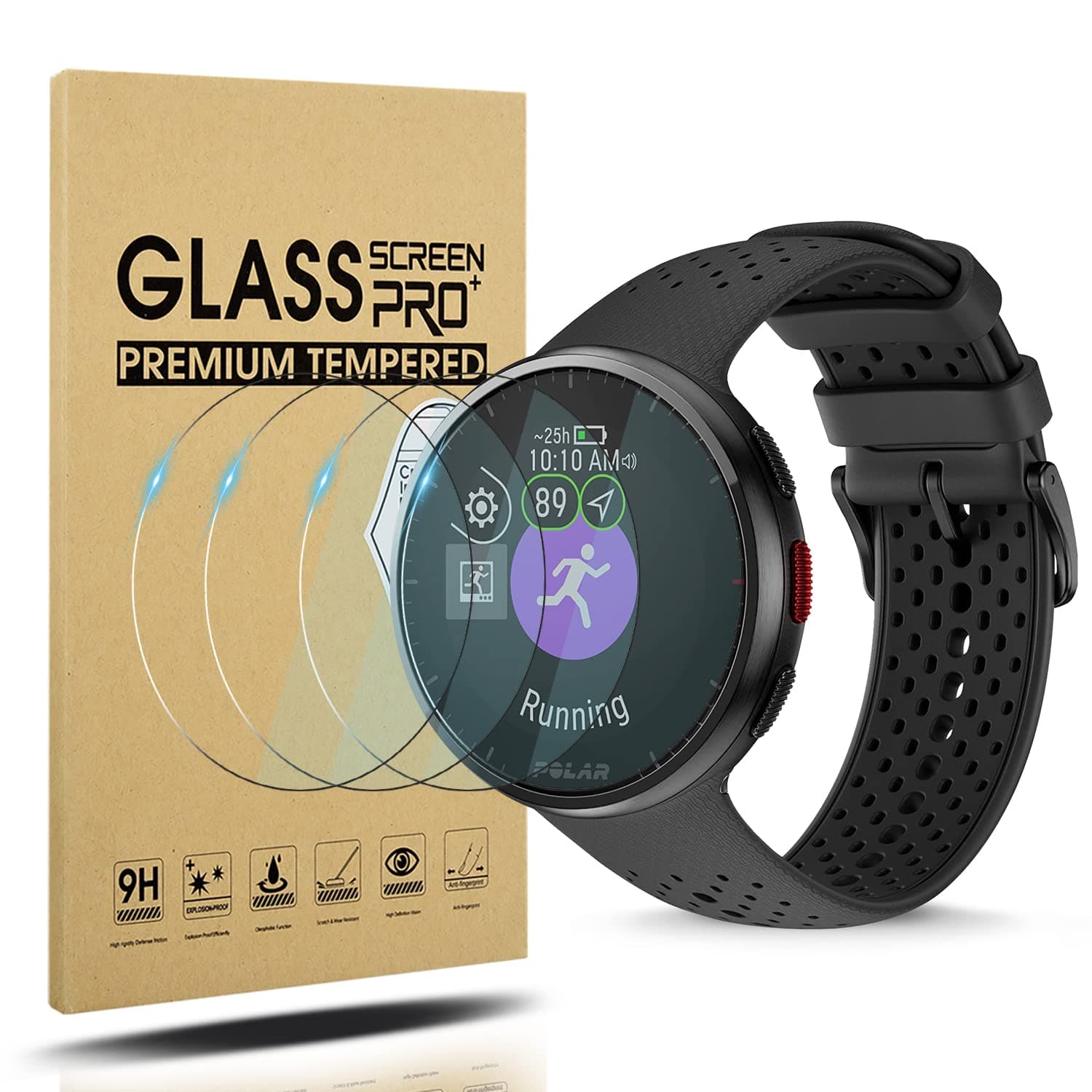 Diruite 4-Pack Screen Protector for Polar Pacer Pro Tempered Glass Screen Protector,HD Anti-Scratch for Polar Pacer Pro Screen Protector[9H Hardness Glass][[2.5D Radian Edge]