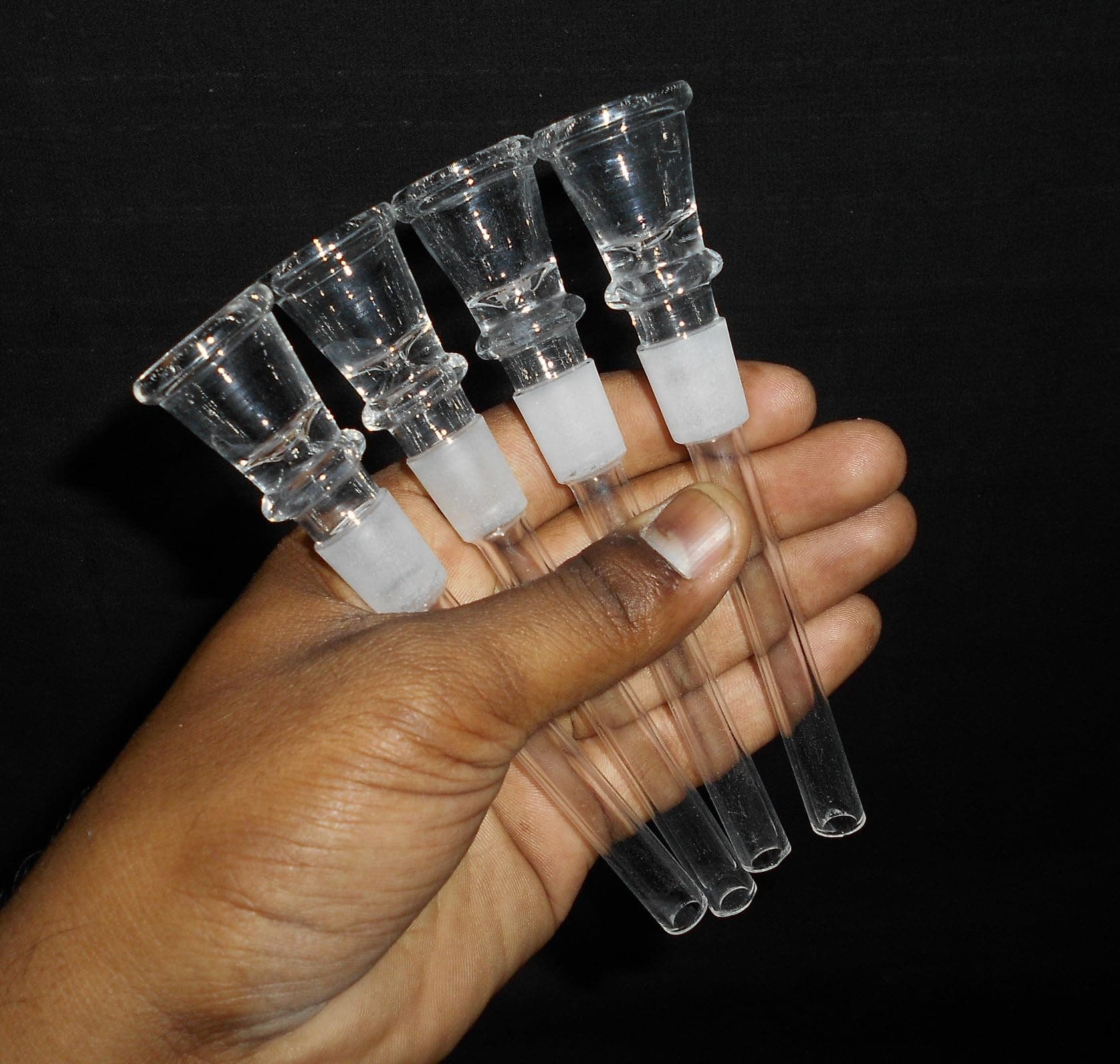 D.R.M. CREATIONS 5 inch Glass Shooter Pipe Borosilicate Glass Inside Fitting Hookah Mouth Tip (Clear,Transparent Pack of 4)