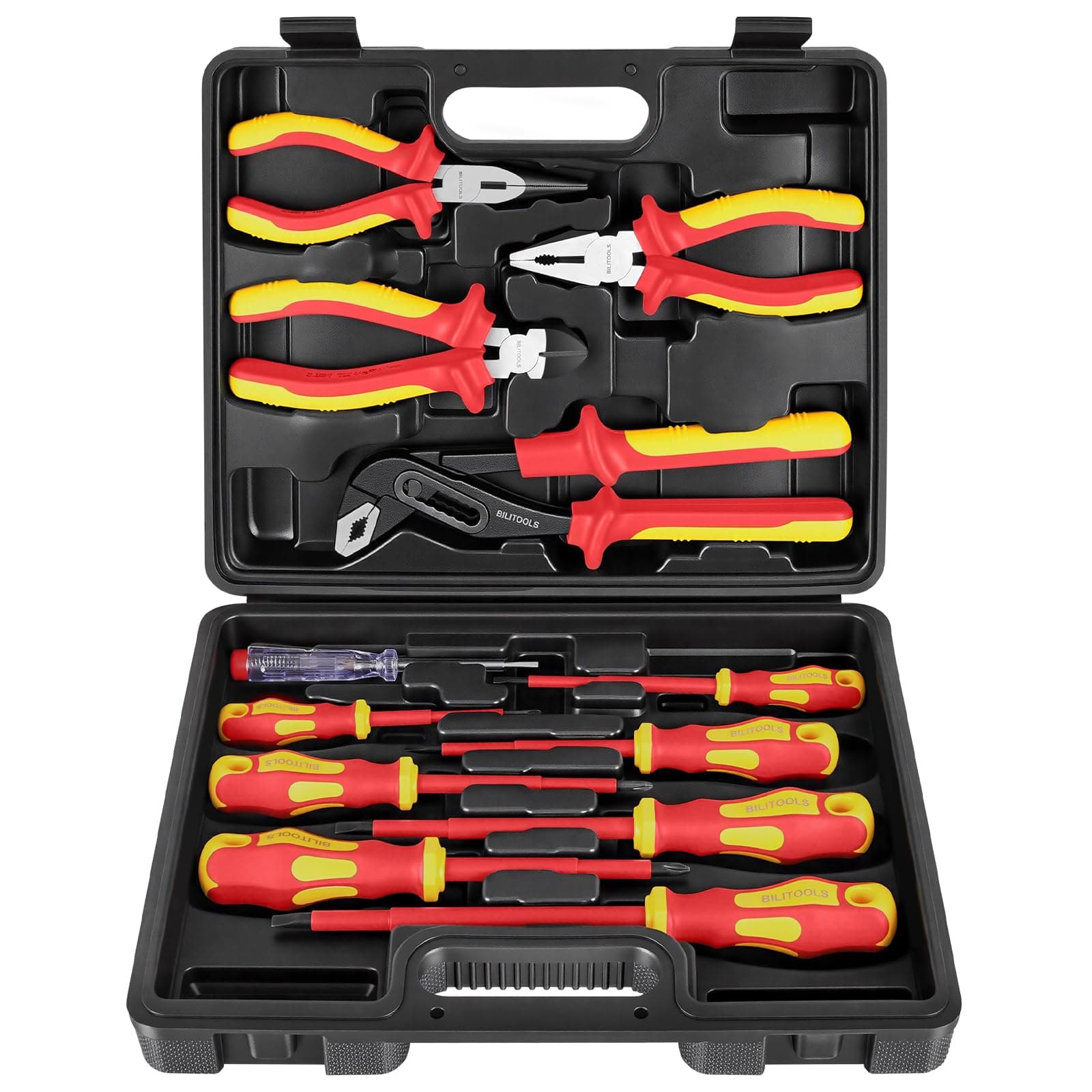 Insulated Screwdriver & Pliers Set, 1000V Electrical Tools for Electrician Magnetic Phillips Slotted Pozidriv Tips