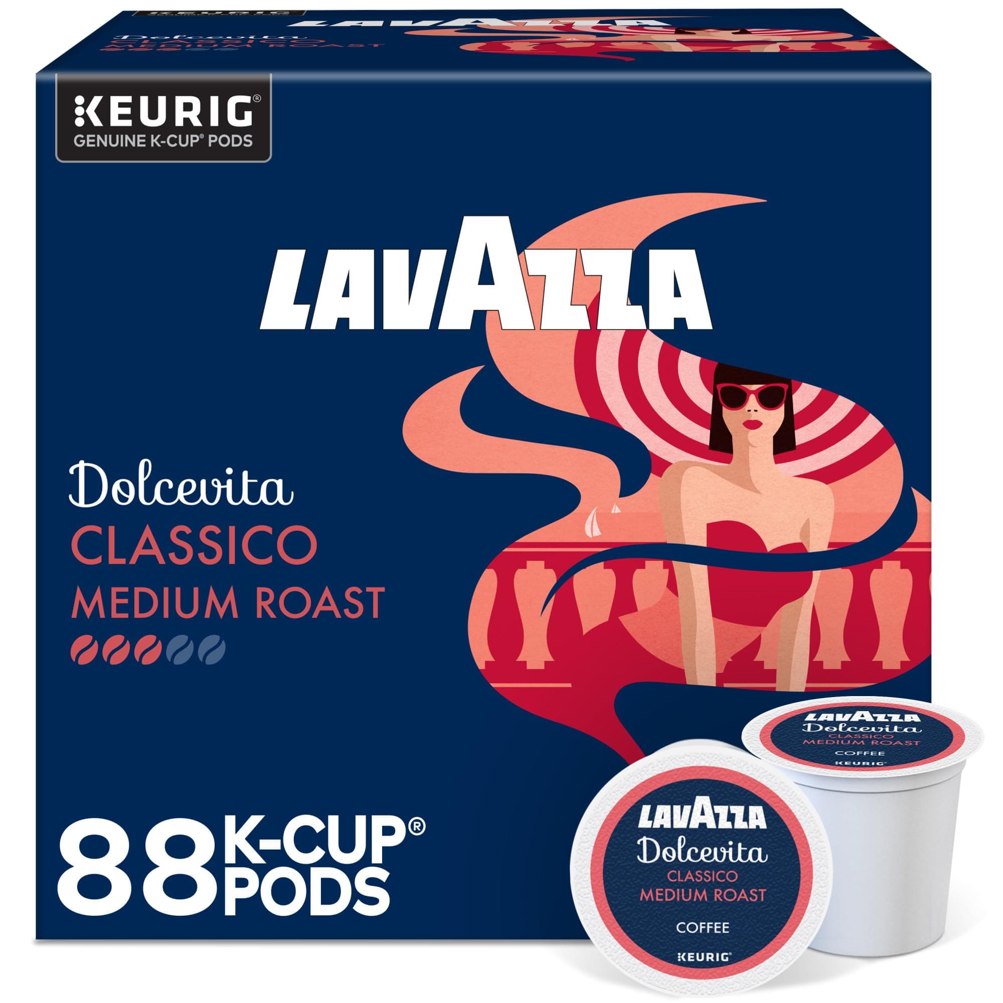 Lavazza Classico Single-Serve Coffee K-Cups for Keurig Brewer, Medium Roast, 88 capsules Value Pack