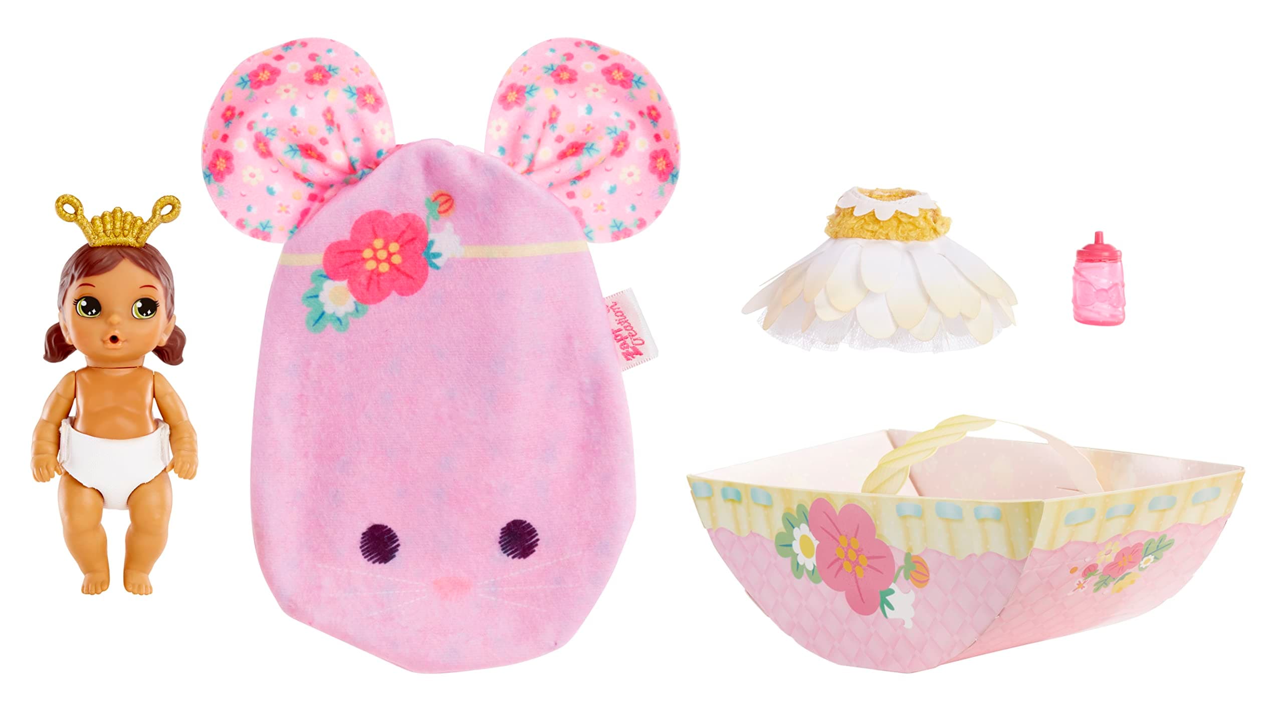 Surprise Small Dolls Series 7 4" - Unwrap Surprise Collectible Baby Doll with 3 Water Surprises, Garden-Themed Outfit, Color Change Diaper, Mouse Carrying Pouch, Age 3+