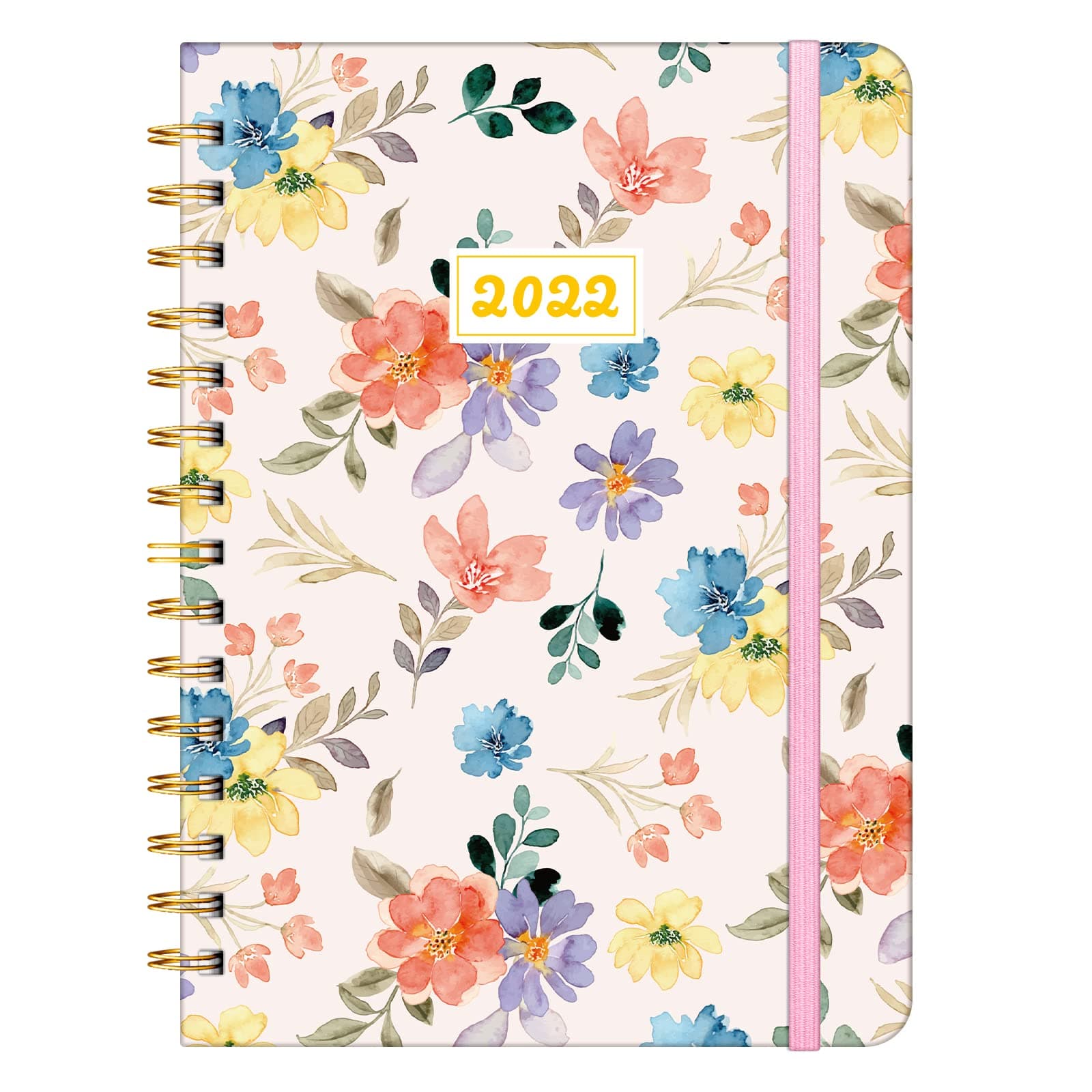 2022 Weekly & Monthly Planner, Spiral Daily Planner 2022, Agenda Planners & Organizers, Cute Schedule Planner with Tabs, Jan. 2022 - Dec. 2022 (Watercolor Floral)