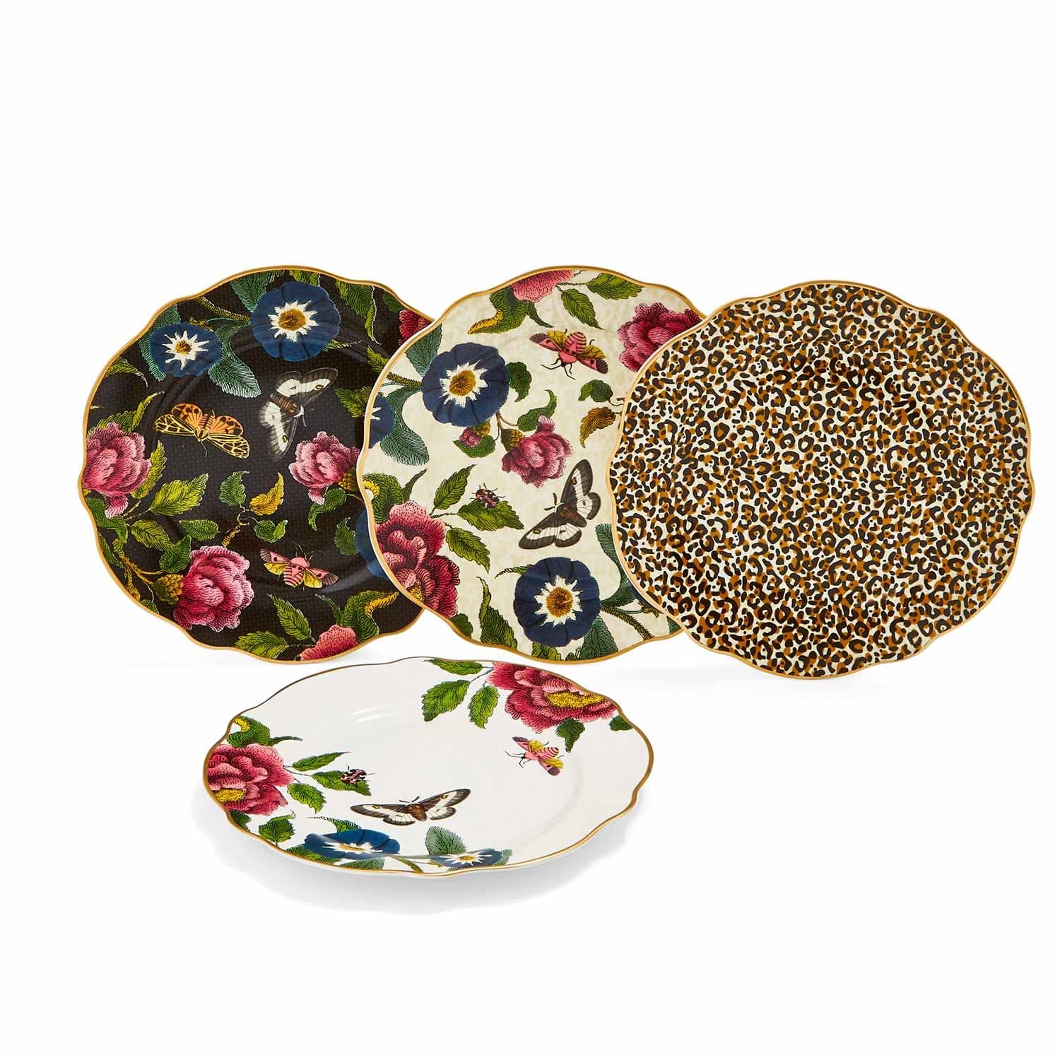 CRC8816-XG Cake Plates x 4, Ceramic, Gold, 19 centimeters