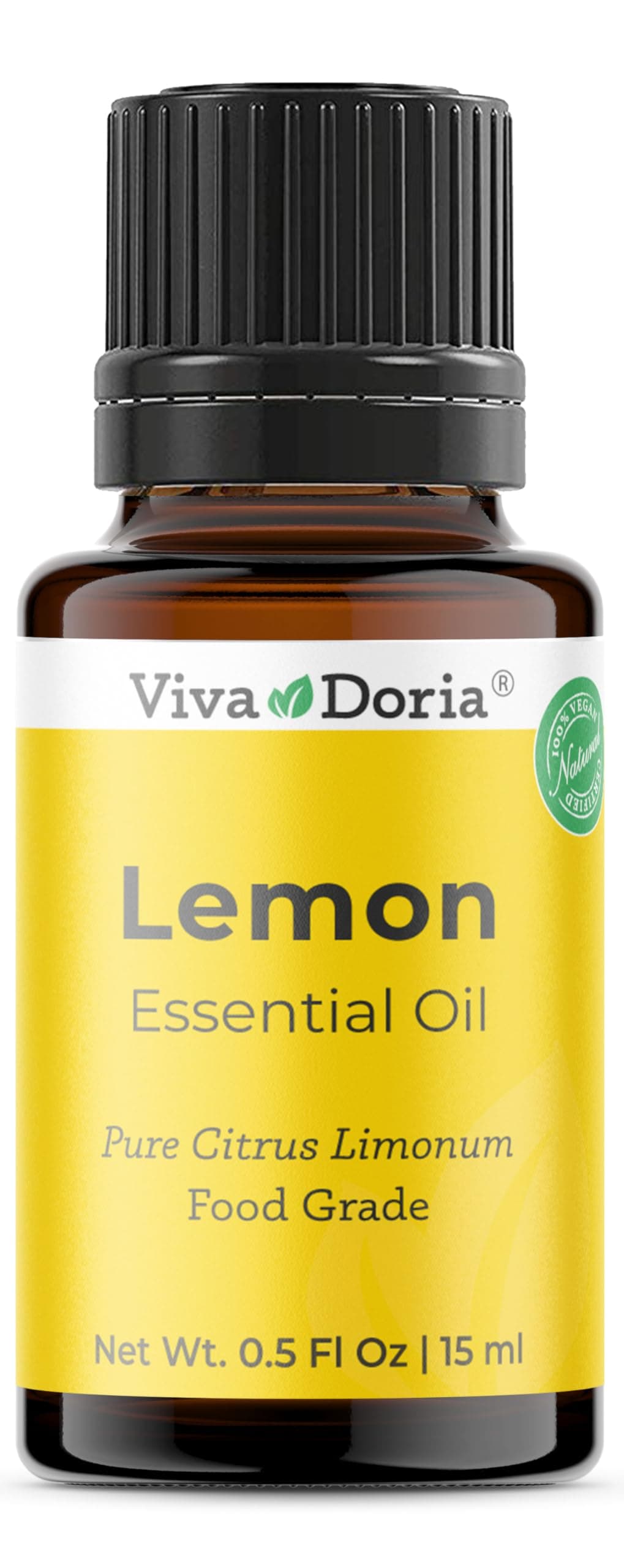 Viva Doria Lemon Essential Oil, 100% Pure, Natural Lemon Essential Oil, Undiluted, for Aromatherapy | Food Grade, 15 mL (0.5 Fluid Ounce)