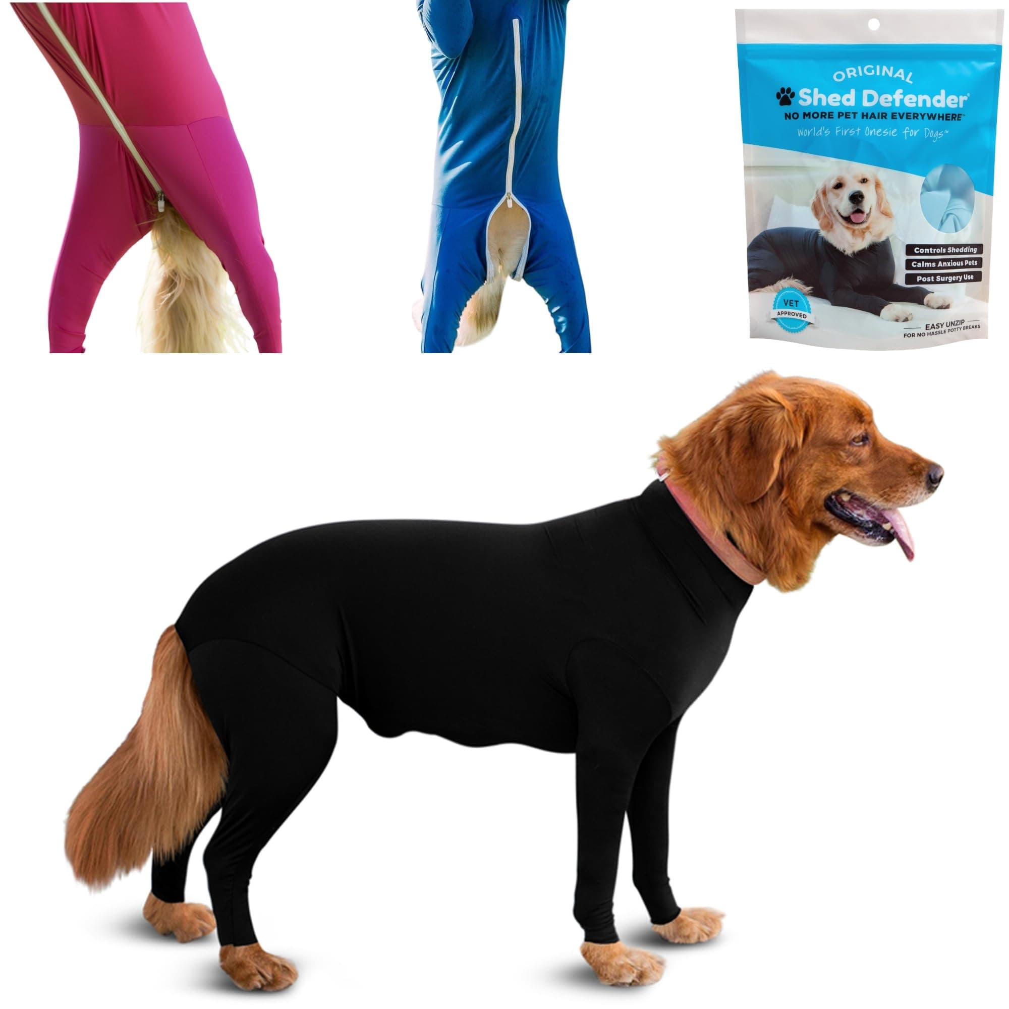 Shed Defender Original Dog Onesie for Dog Shedding, Seen on Shark Tank, Lightweight Breathable, Bodysuit for Dogs, Recovery Suit, Jumpsuit, Dog Body Suit, Shed Shirt, Post Surgery Onesie, Vet Approved
