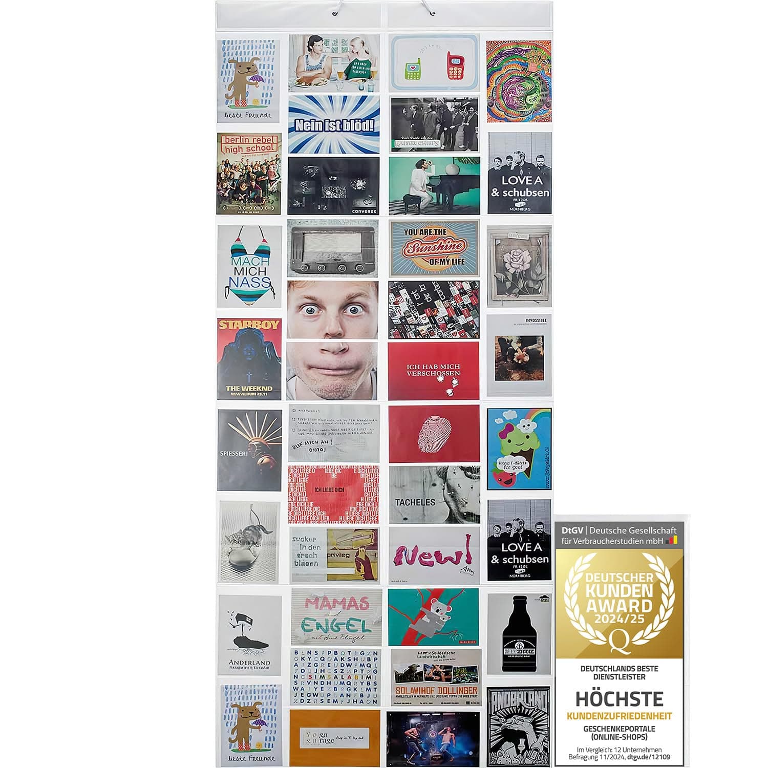 – GOODS+GADGETS XXL Photo Curtain with 40 Pockets for 80 Photos 10 x 15 cm Postcards Patterned Cards - Shower Curtain Photo Gallery Milky Photoshop Look