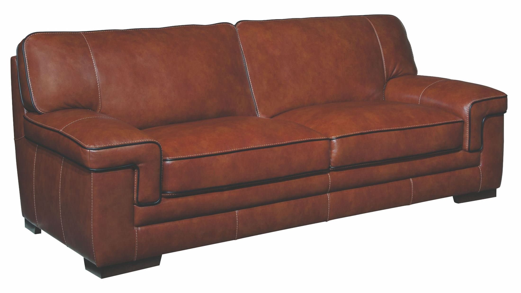 Simon Li Furniture Macco Leather Sofa in Chestnut Brown