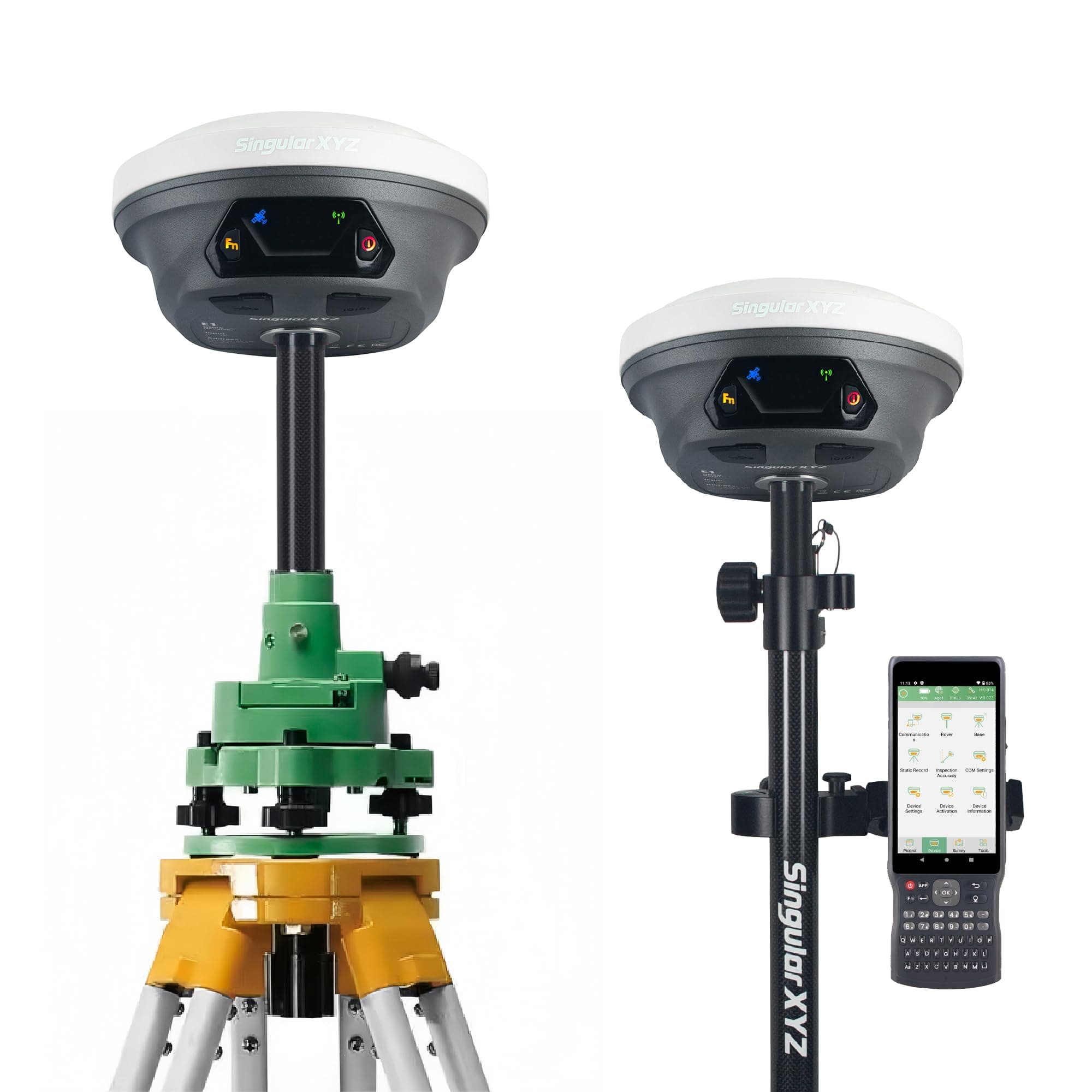 E1 RTK GNSS Survey Equipment, 1408 Channels, 5km UHF Range, 60° Tilt, 20hrs Endurance, IMU Rover & Base, Handheld Collector, Survey Software