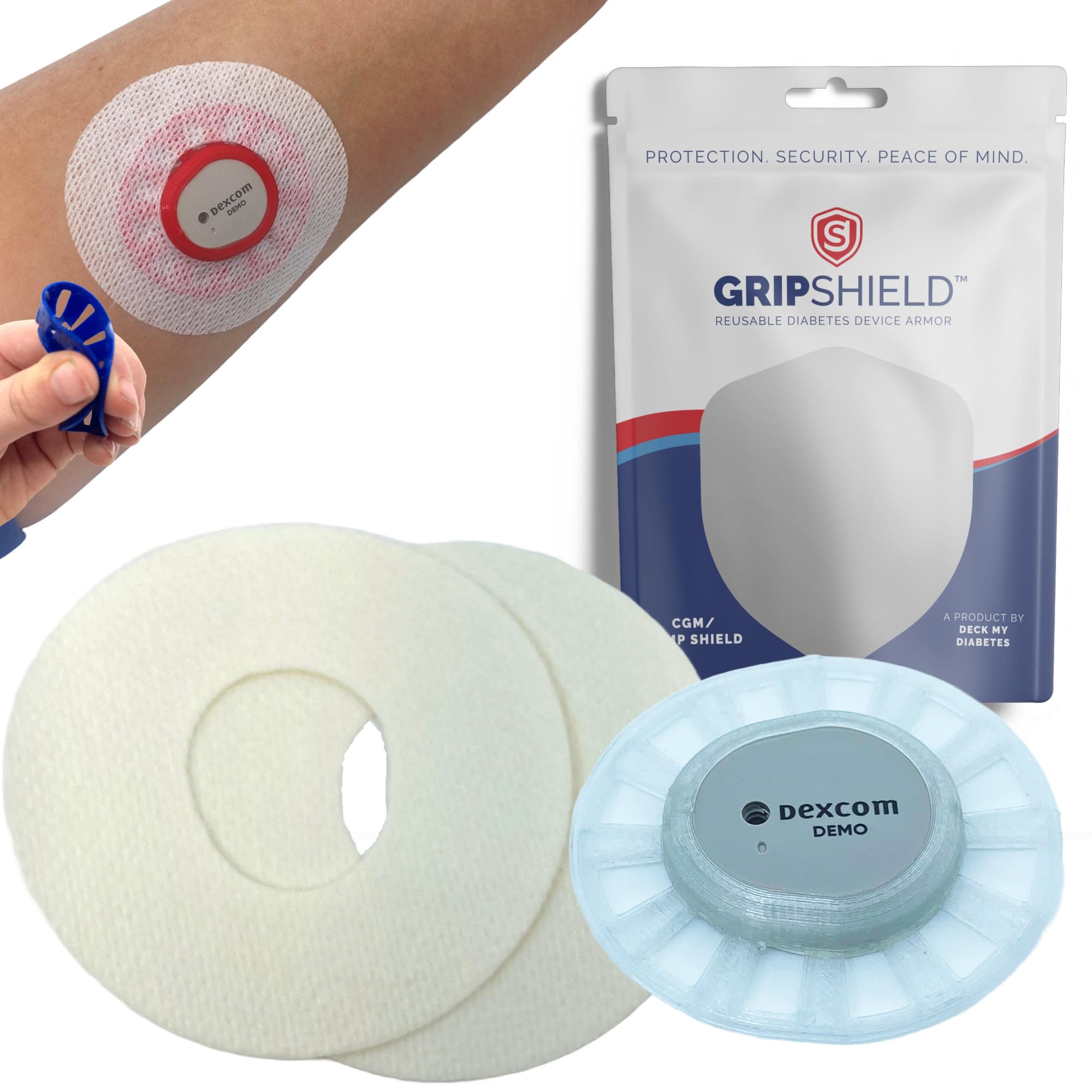 Comfort Ring GripShield -Compatible with Dexcom G7 by Deck My Diabetes-(Flexible, Reusable and Waterproof) for Active Dexcom Users (Crystal Clear)