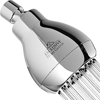 High Pressure Shower Head - Powerful Deluxe Bathroom Showerhead with Strong Spray Stream and Small Silicone Nozzles - Universal Fit Works with High and Low Water Flow Showers (Chrome)-1.8 GPM