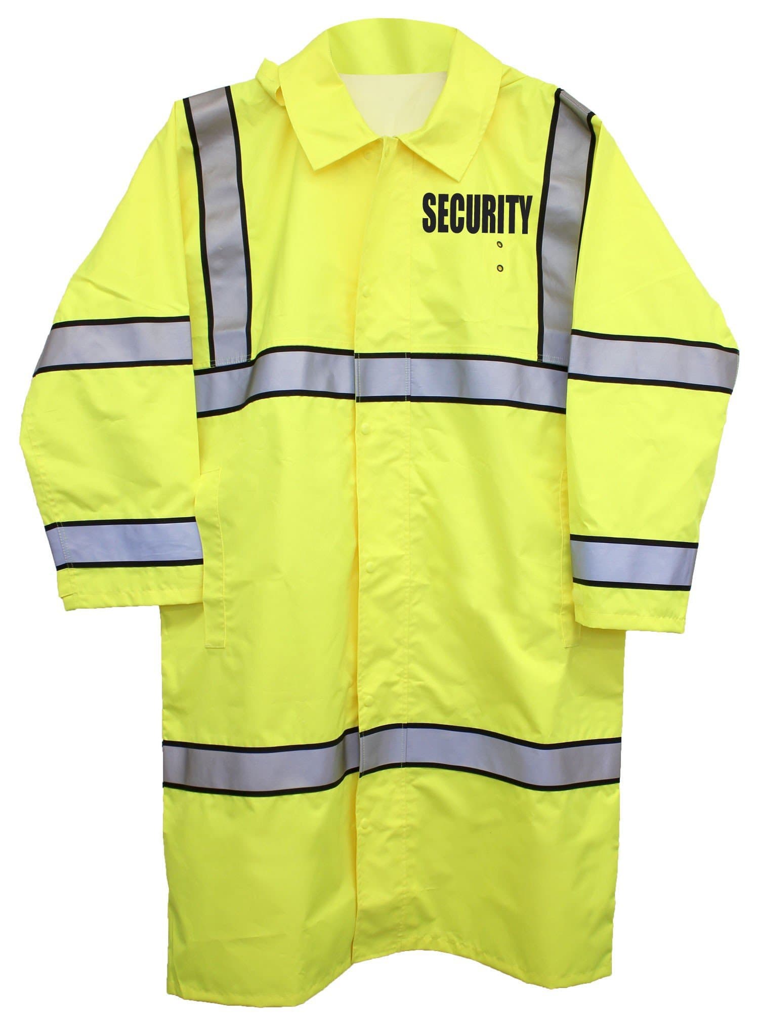 Long Lime Green High-Visibility Raincoats, Security ID