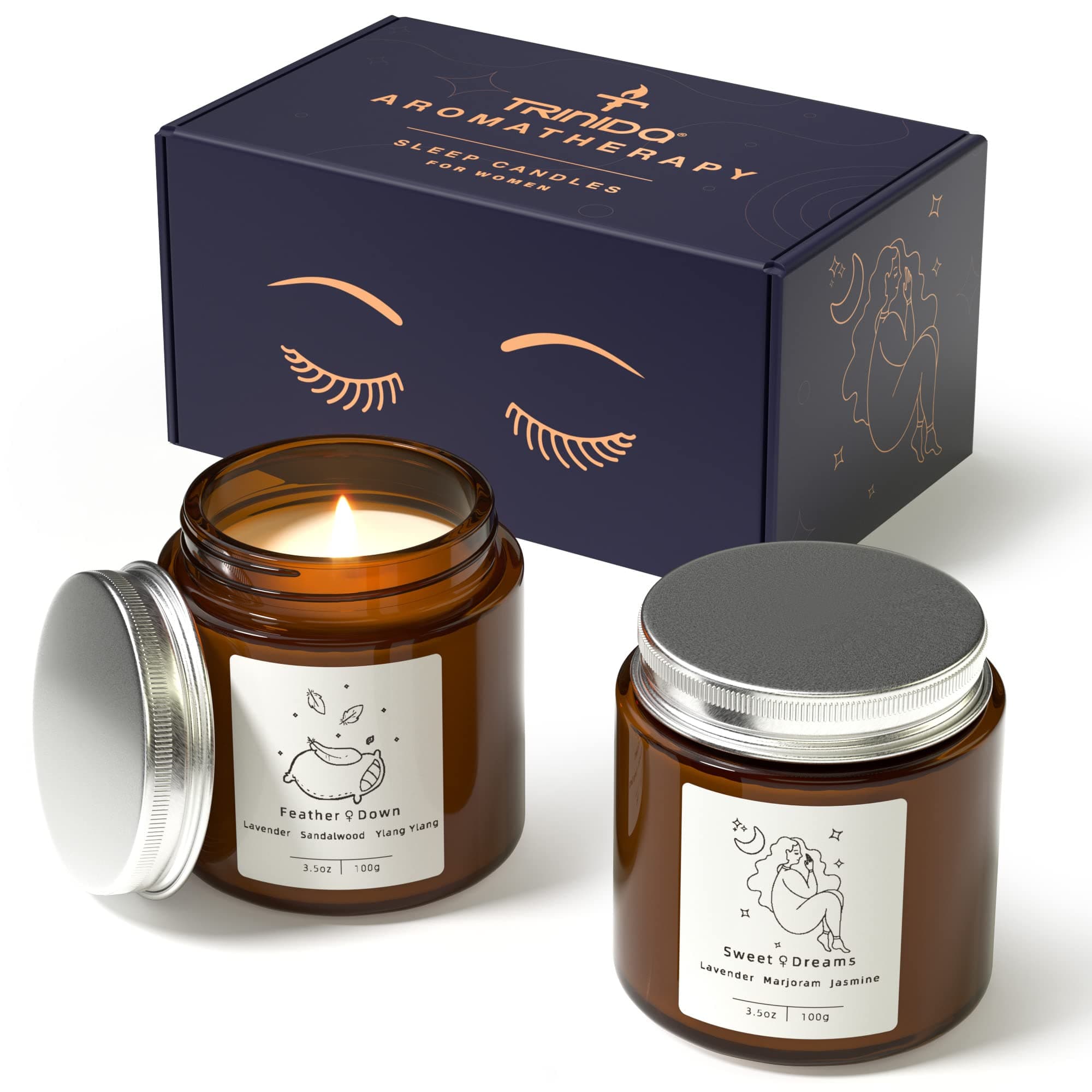 TRINIDa Scented Candles Clearance for Home, Jasmine & Cedar Wood, Candles for Women, Aromatherapy Luxury Candles, Natural Organic Soy Wax Relaxing