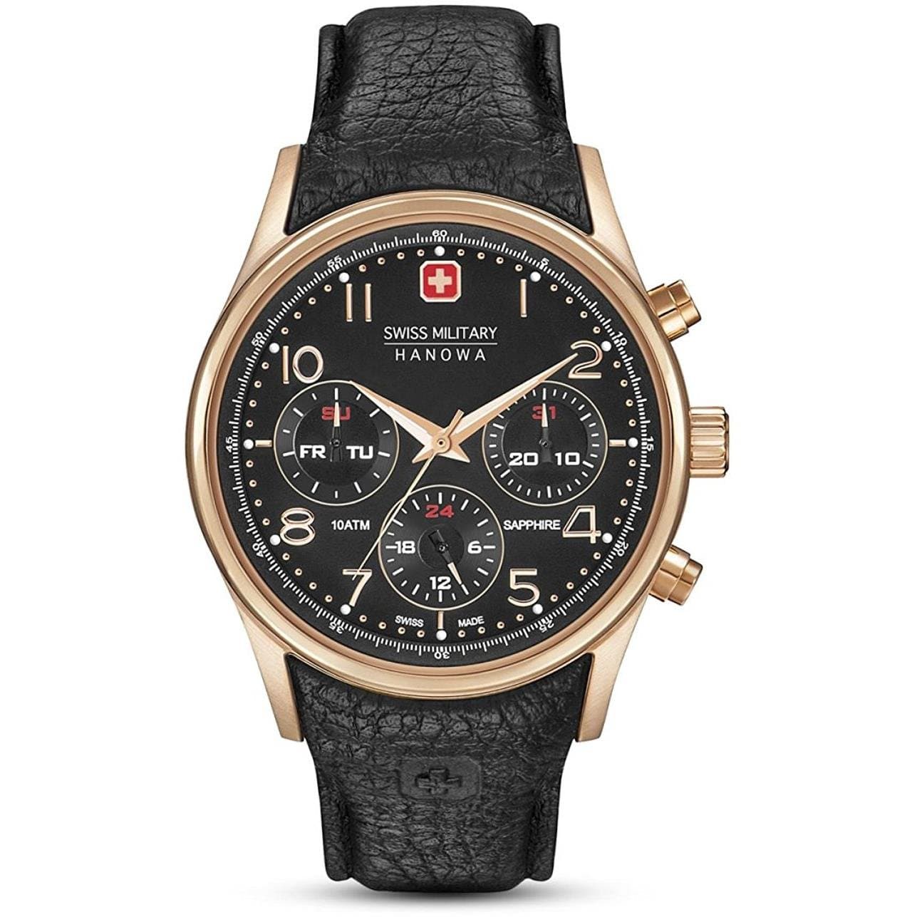 Swiss Military Hanowa Mens Analogue Quartz Watch with Leather Strap 06-4278.09.007