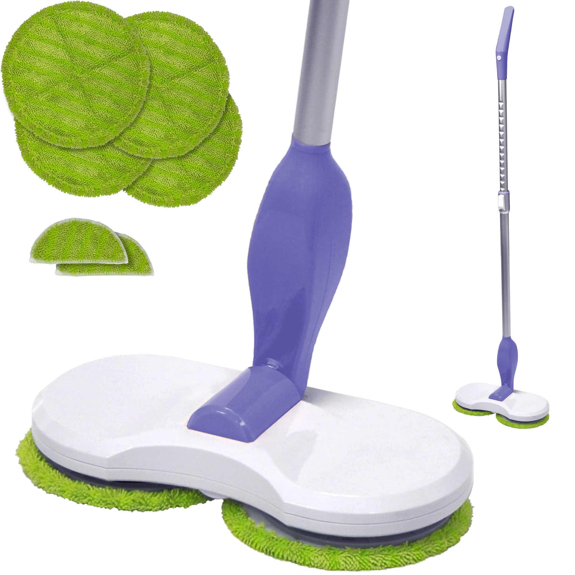 Hover Scrubber Deluxe Cordless Electric Mop with Motorized Dual Spin Mopheads, 4 Reusable Microfiber Pads & 2 Power Wedges, Lightweight Rechargeable Mops Floor Cleaning Hardwood, Tile & Laminate