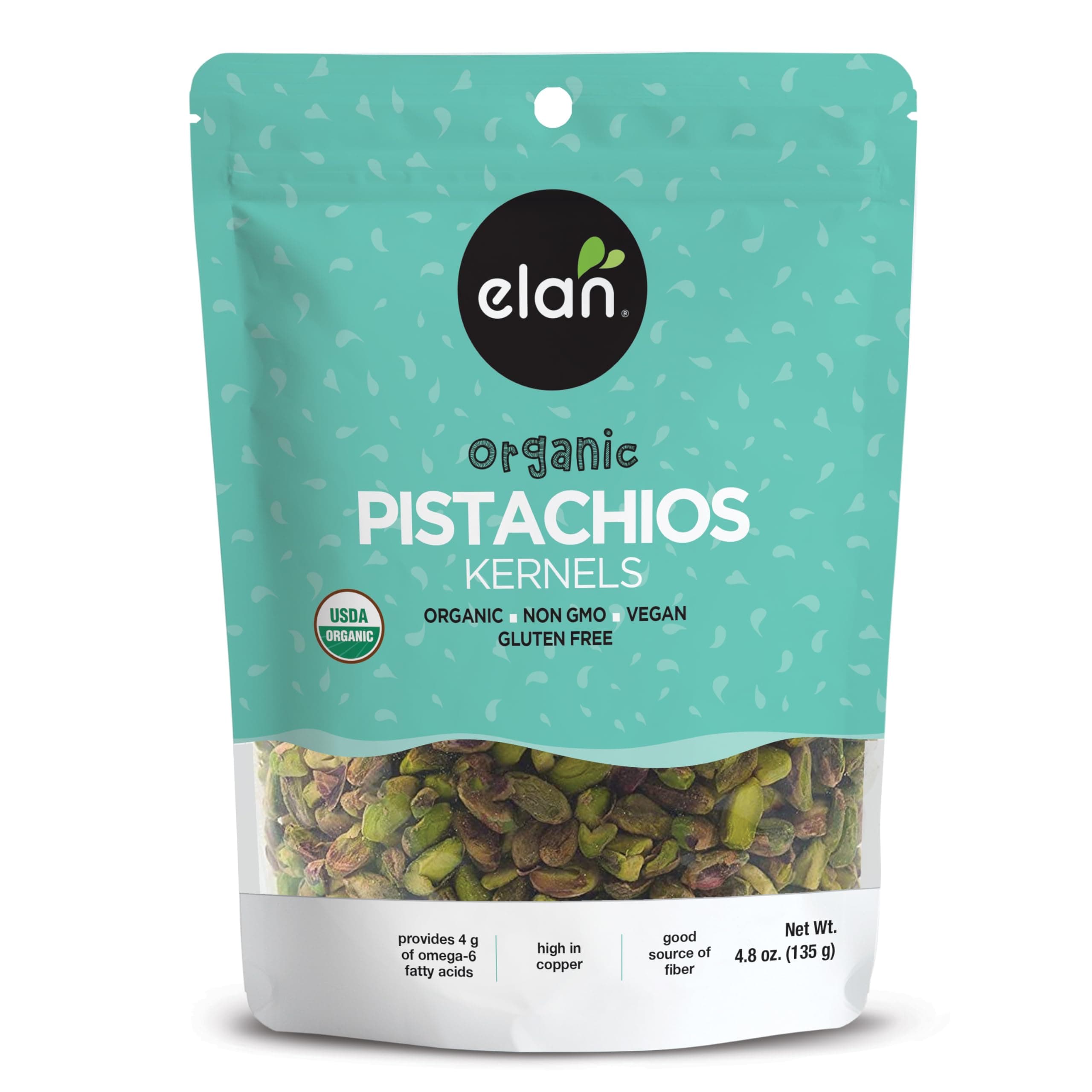 Organic Raw Pistachios, 4.8 oz, Unsalted Kernels, No Shell,Pistachio Nuts, Non-GMO, Vegan, Gluten-Free, Kosher, Healthy Snacks