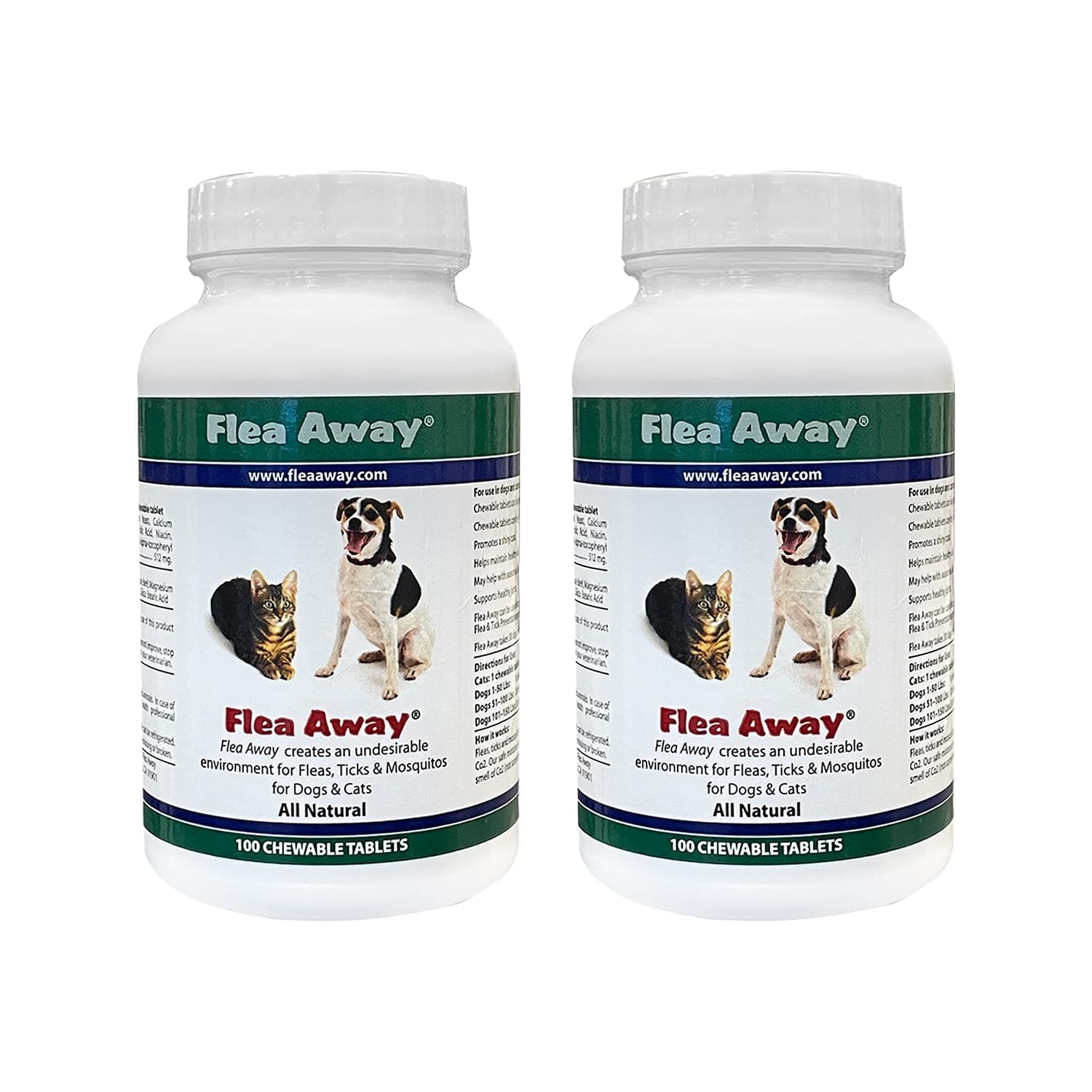 All Natural Supplement for Fleas, Ticks, and Mosquitos Prevention for Dogs and Cats, 100 Chewable Treat Tablets, 2 Pack
