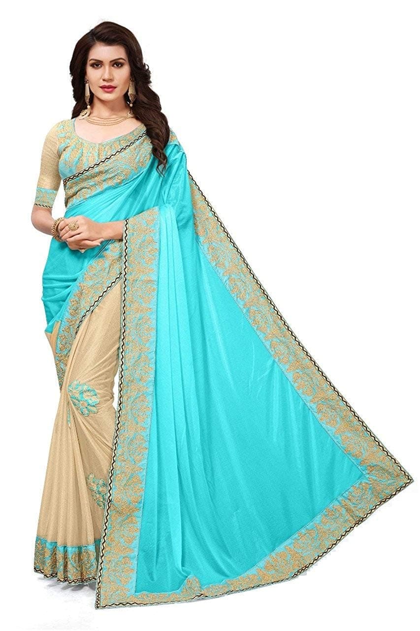 FABRIZO Georgette Saree (rc-29_blue_Free Size)