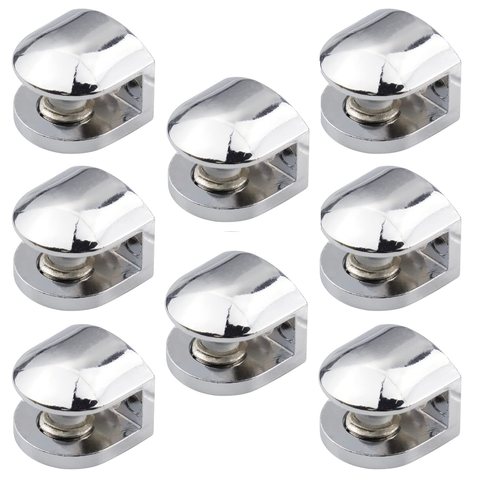 YunBey 8 Pcs Glass Shelf Brackets Adjustable Glass Clamps, Zinc Alloy Glass Clamp Wall Mounted Metal Glass Shelves Supports for 6-8 MM Thick Glass