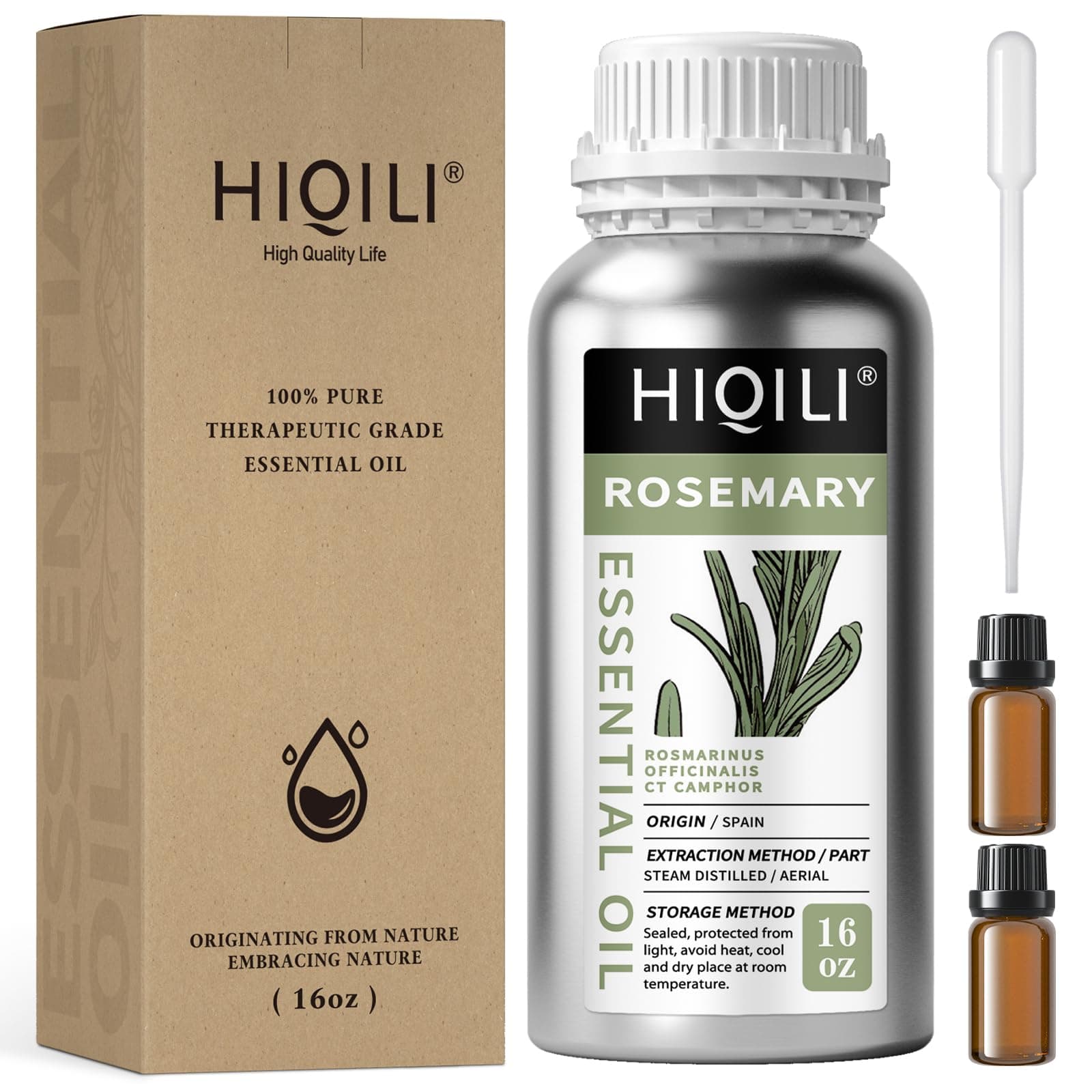 HIQILI Rosemary Oil for Hair Growth, Add to Shampoo & Conditioner, 100% Pure Undiluted - 16 Fl Oz