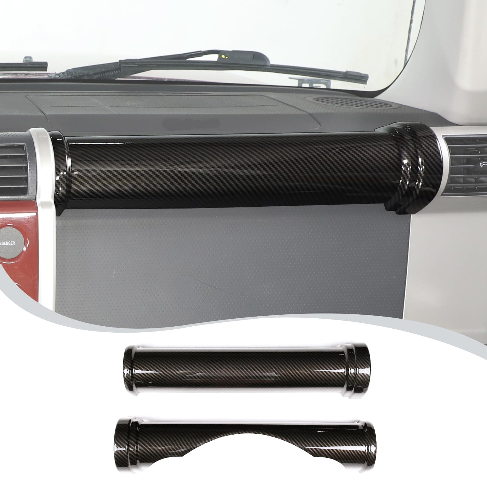 ABS Car Dashboard Center Console Decorative Strips Cover for Toyota FJ Cruiser (XJ10) 2007-2022 Car Interior Accessories-2pcs(Carbon Fiber Pattern)(Not Fit RHD)