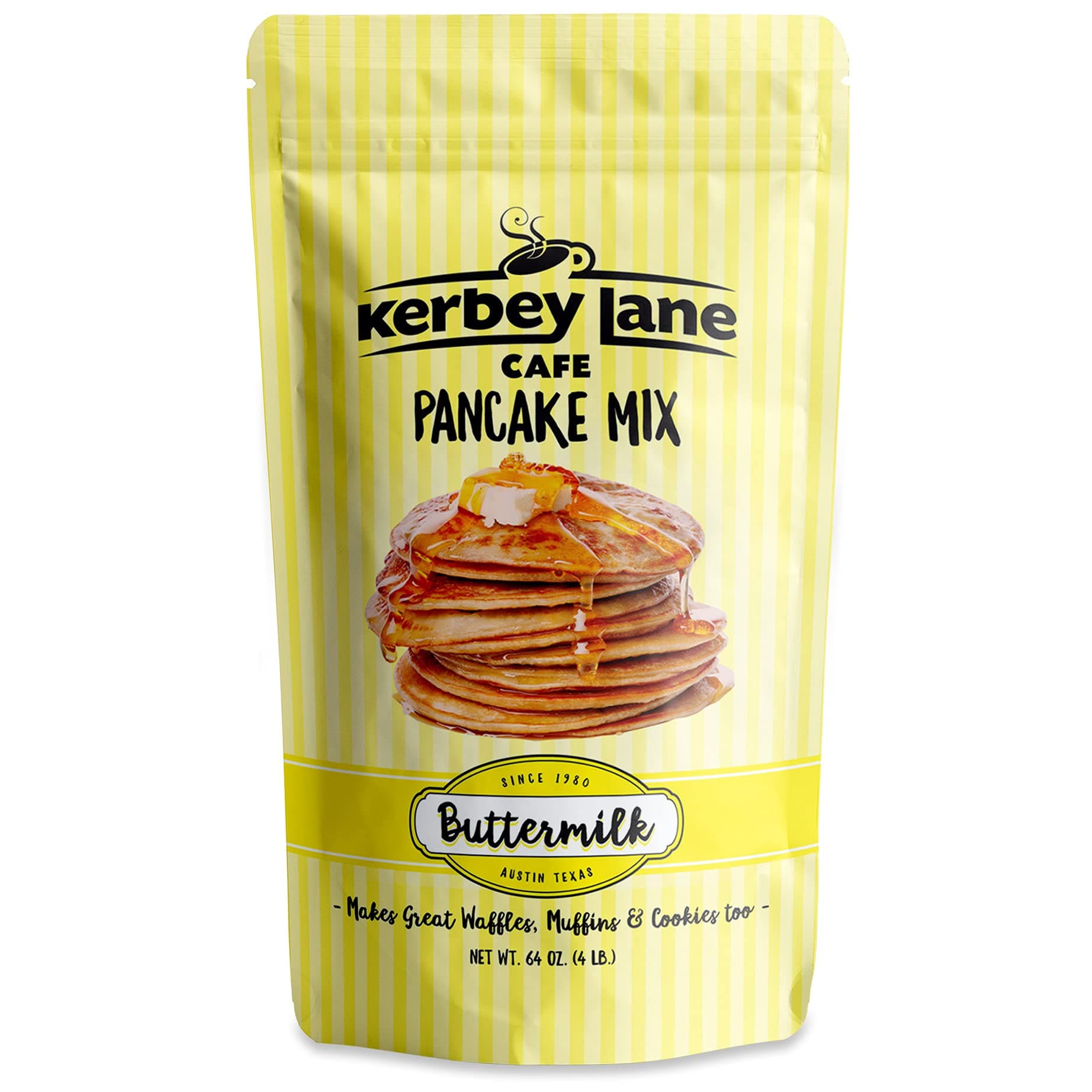 Kerbey Lane Cafe Buttermilk Pancake Mix – Easy to Make, Mouth Watering Recipe for Light and Fluffy Pancakes, Waffles, Flapjacks, Muffins, Cookies. Stay Fresh Resealable Bag (4 Lbs, Pack of 1)