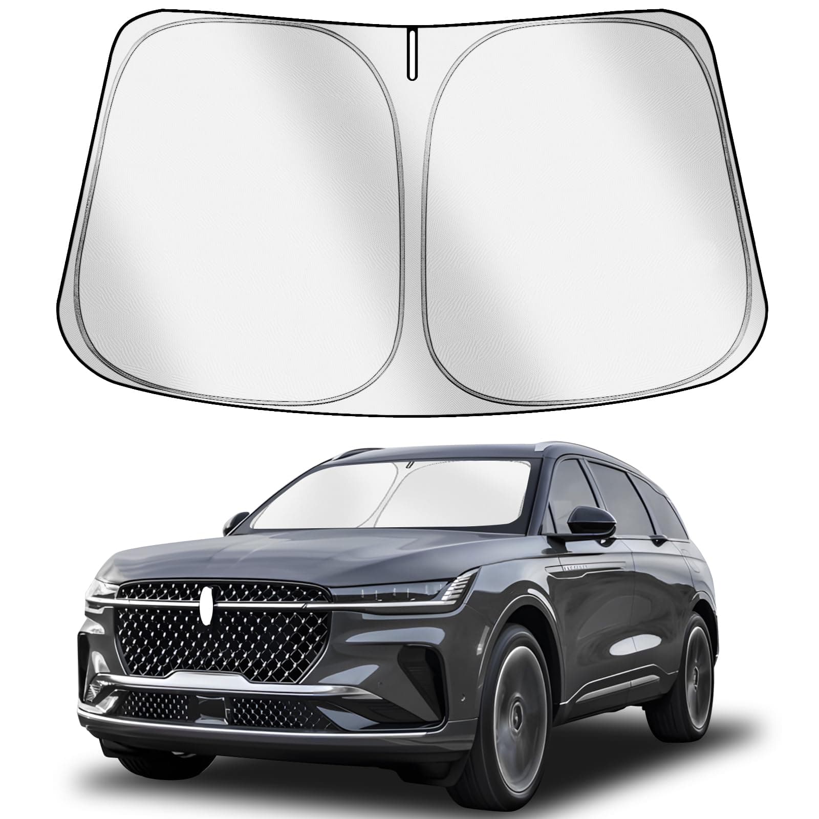 Car Windshield Sun Shade Compatible with Lincoln Nautilus 2024 2025 2026 Accessories, Foldable Window Sunshade Block UV Rays and Sun Heat