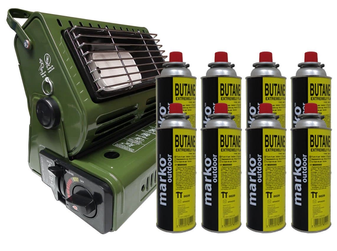 1.3KW Portable Butane Outdoor Gas Heater Compact Lightweight 8 Refill Canisters