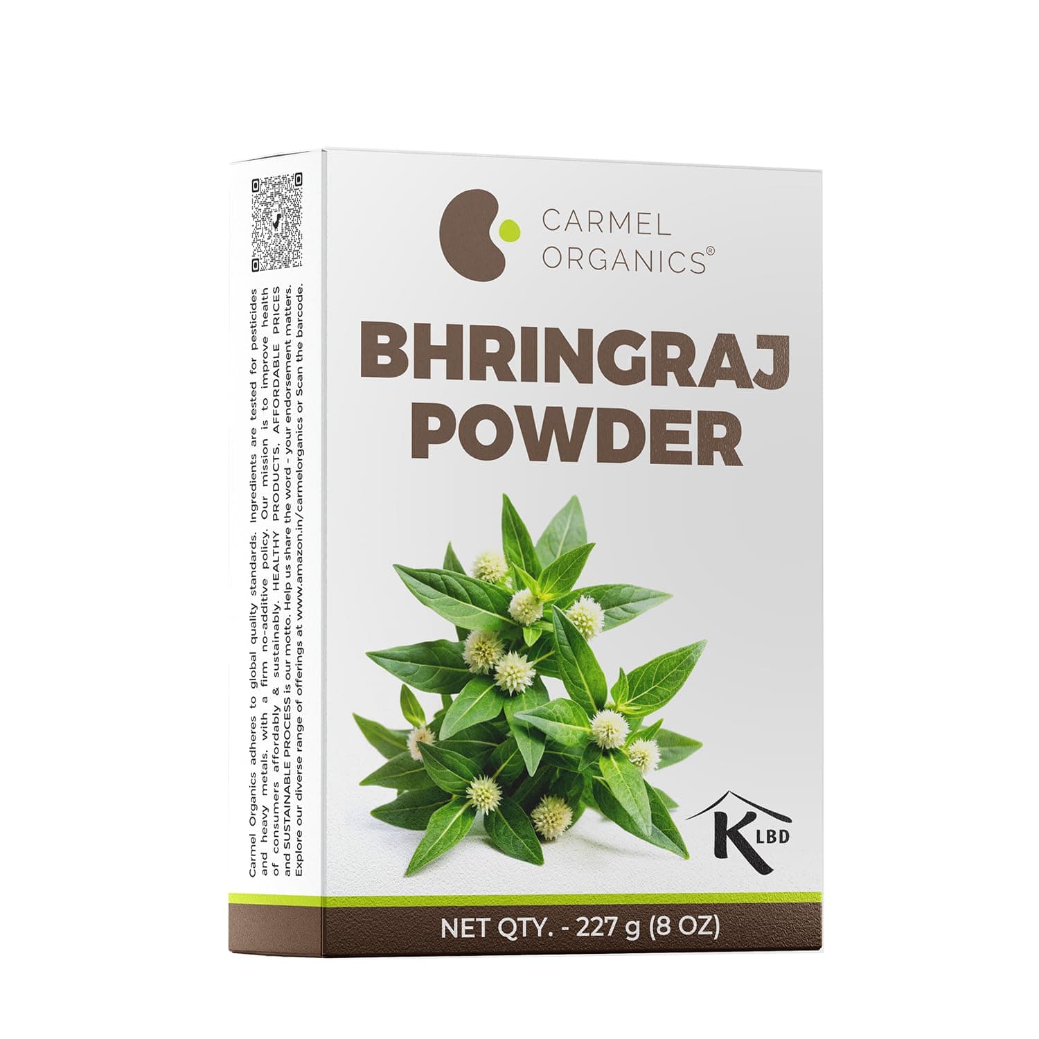 CARMEL ORGANICS Bhringraj Powder 227 Grams for Hair Care for Hair Growth, Scalp Health & Dandruff Control | Natural | No Added Preservatives and Additives| Karisalankanni