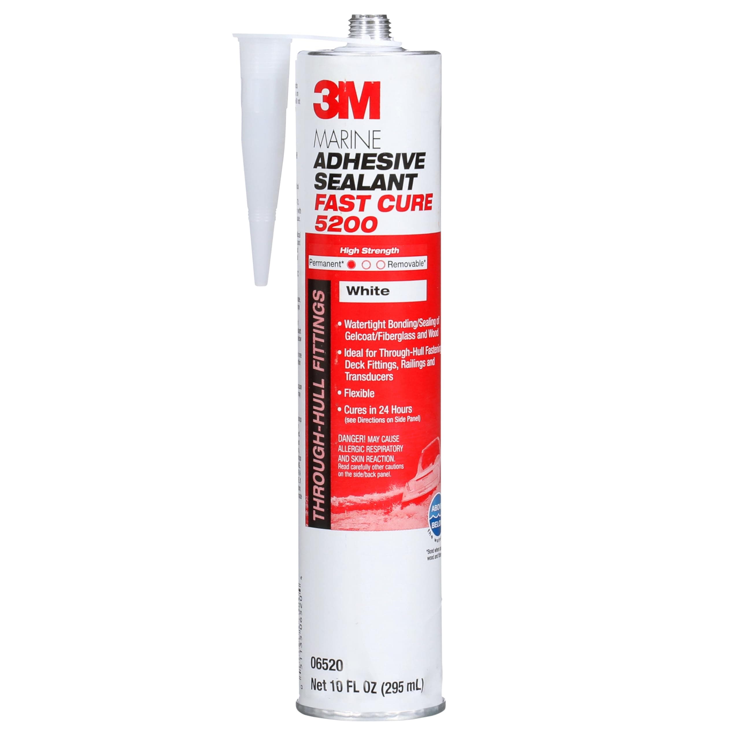 3M Marine Adhesive/Sealant Fast Cure (White, 1/10 Gallon)