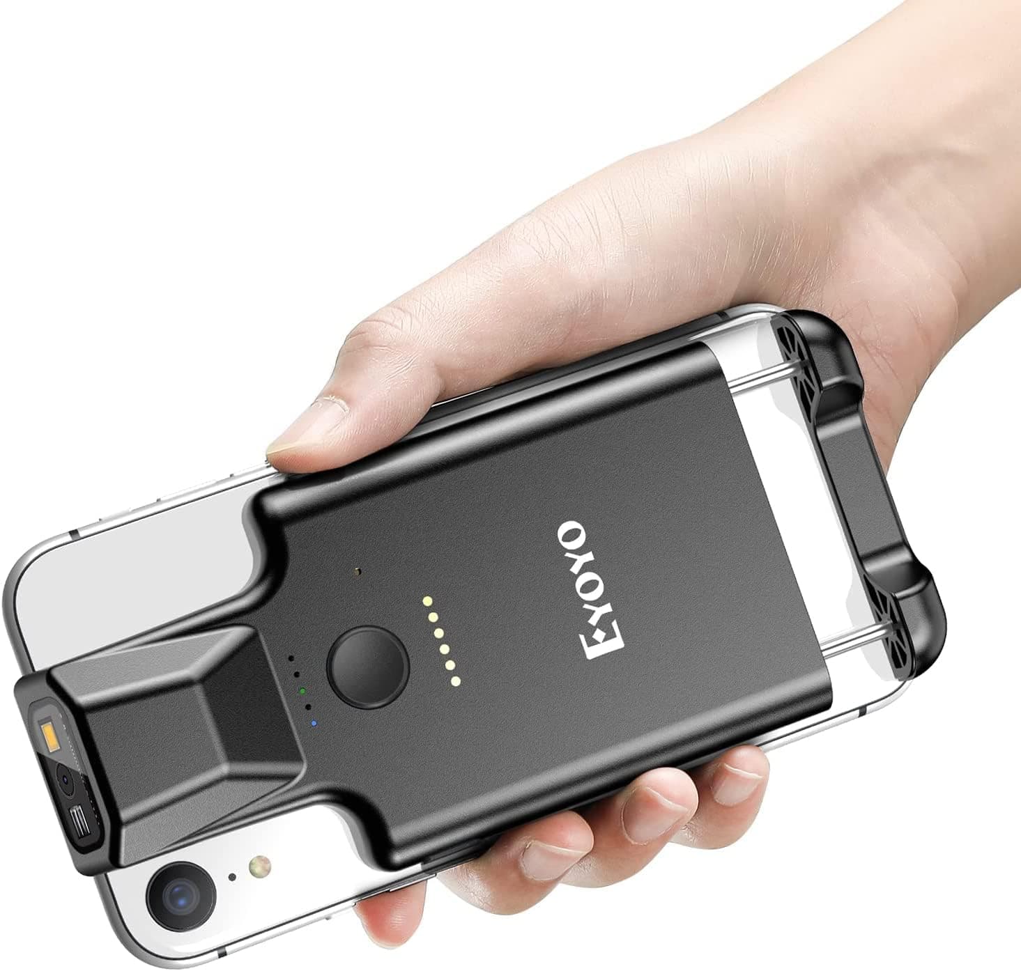 Eyoyo Upgraded 2D Bluetooth Barcode Scanner, Portable Back Clip Wireless 1D 2D QR Barcode Reader PDF417 Data Matrix Code Image Scanning Compatible with iPhone, Android, iOS