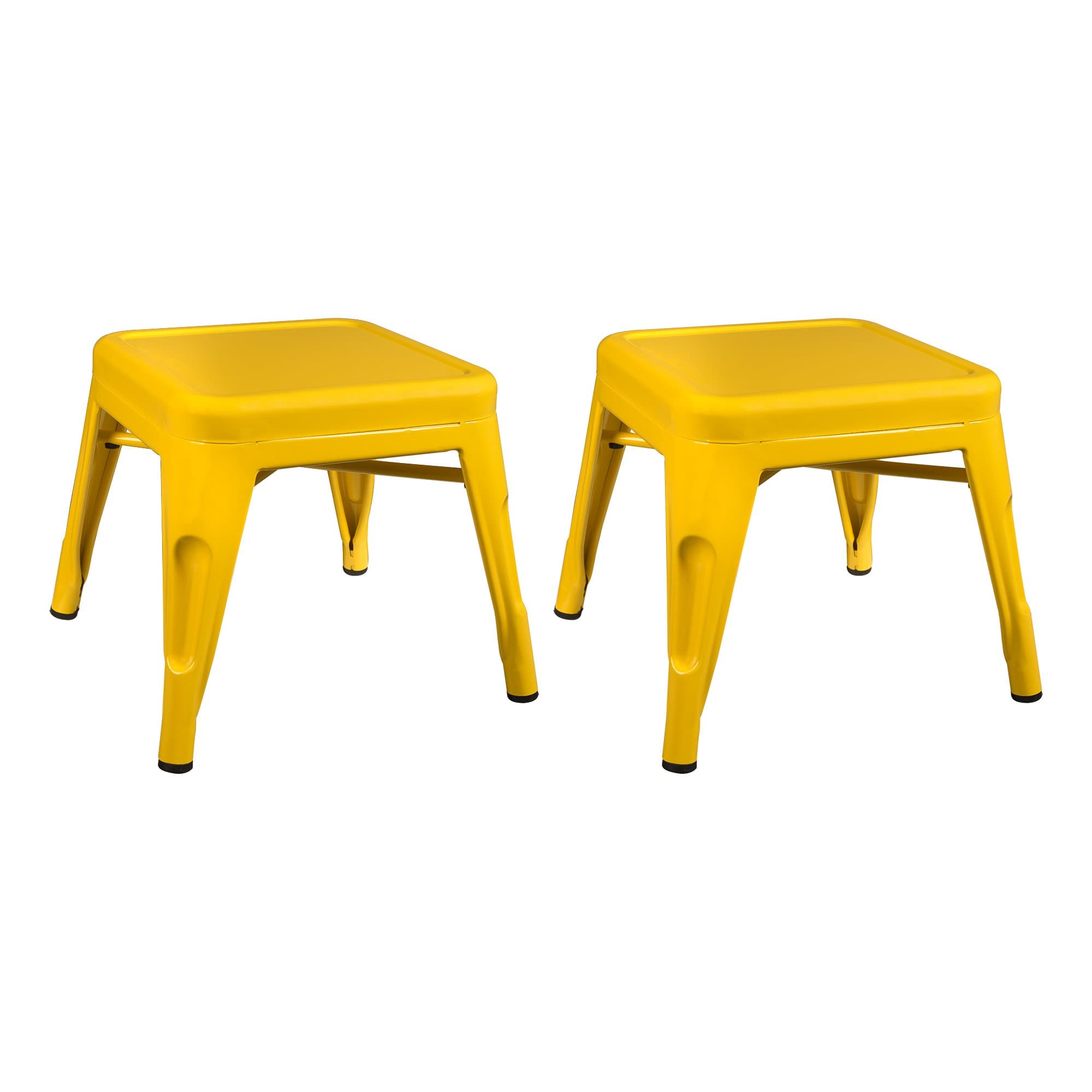 Sprogs Tolix Style Square Metal Stool, 12" H, Yellow, SPG-XUW1067YL-SO (Pack of 2)