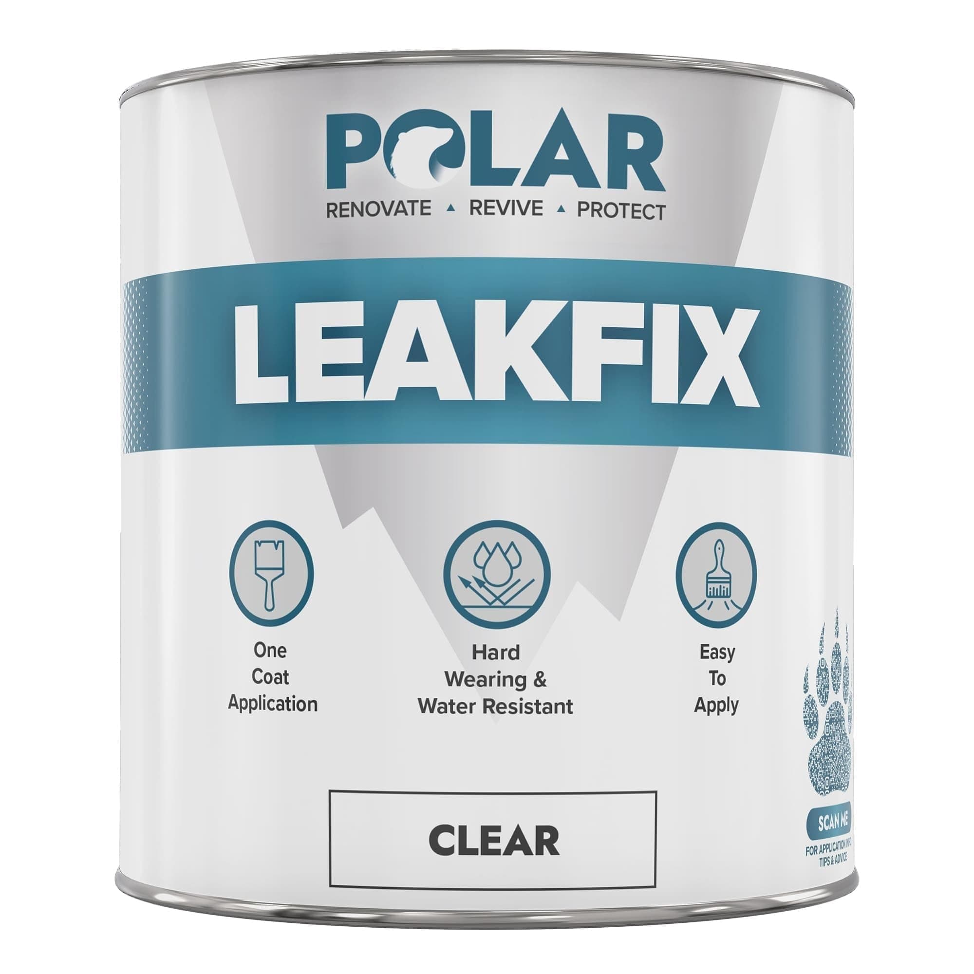 Polar Specialist Coatings Premium Leak Seal Clear Paint - 500ml - Instant Waterproof Roof Sealant - Ideal for Leaks, Cracks & Roof Repair - Concrete, Brick, Metal, Drainpipes & Gutters - Easy to Apply