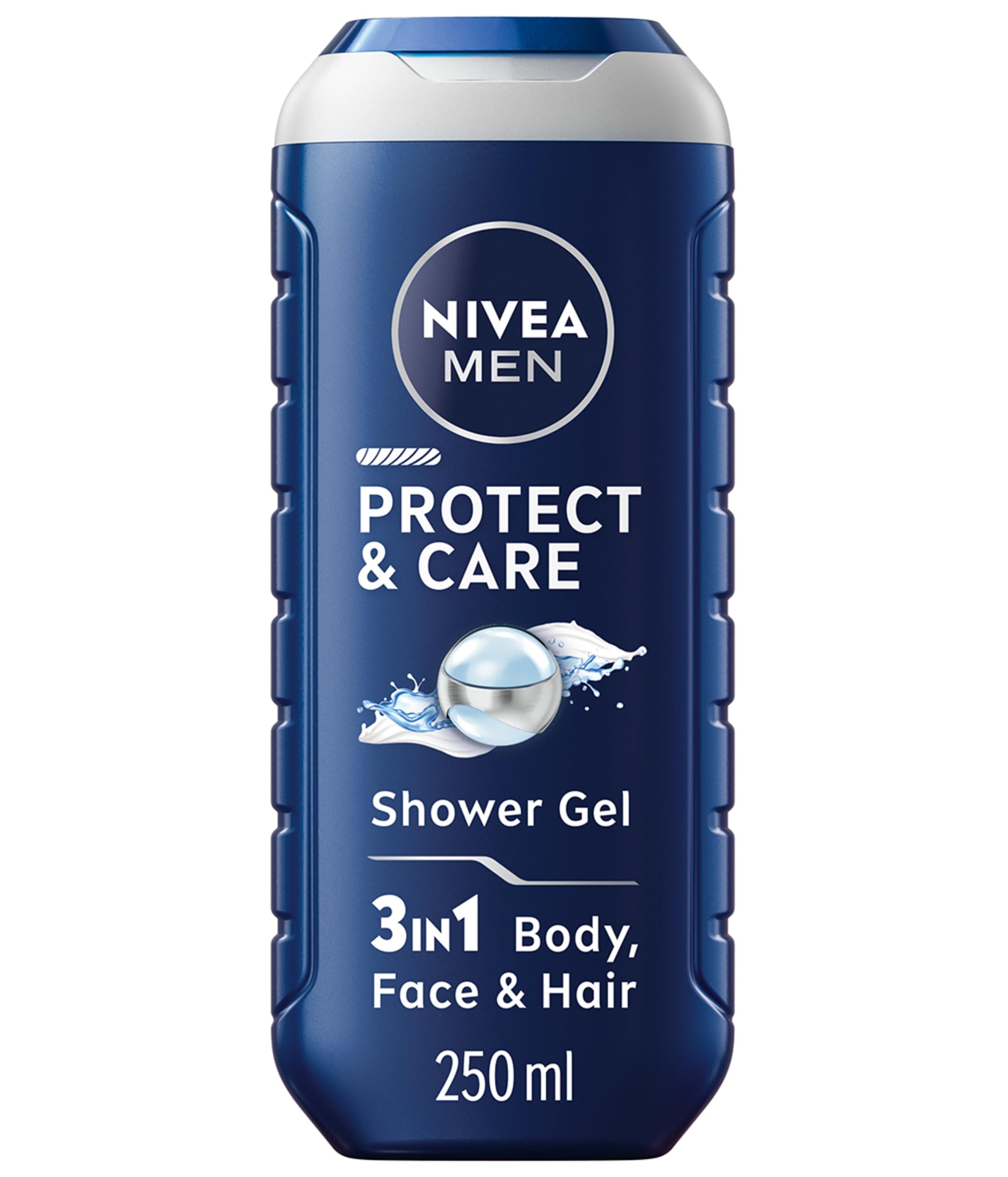 NIVEA MEN Protect & Care Shower Gel (250 ml), Moisturising 3-in-1 Body Wash for Men with Aloe Vera, Energising NIVEA MEN Shower Gel