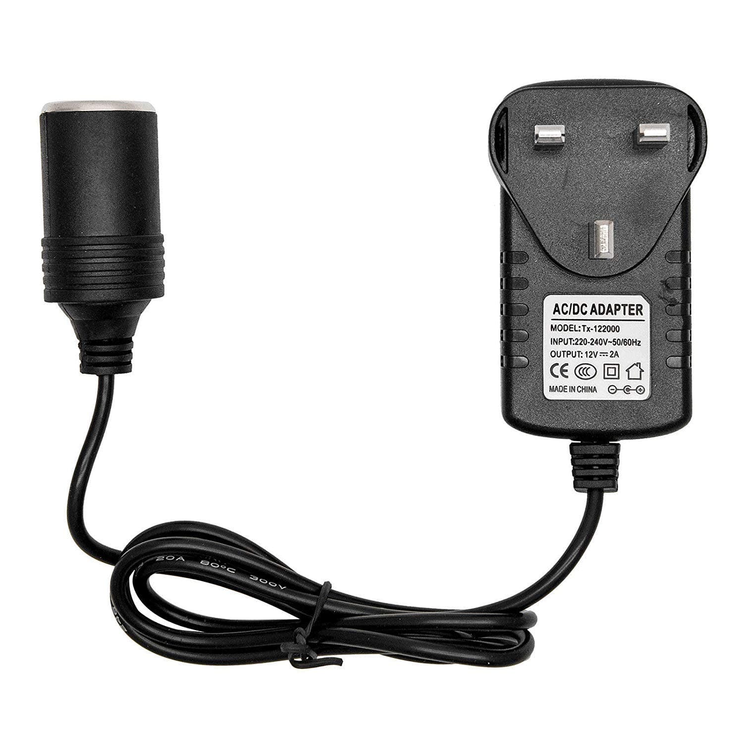 HugeAuto Car Power Inverters 240V AC Mains to 12V DC Power Socket Adapter Converter 2A Car Cigarette Lighter Socket Power Adapter Charger UK Plug Household Cigarette Lighter