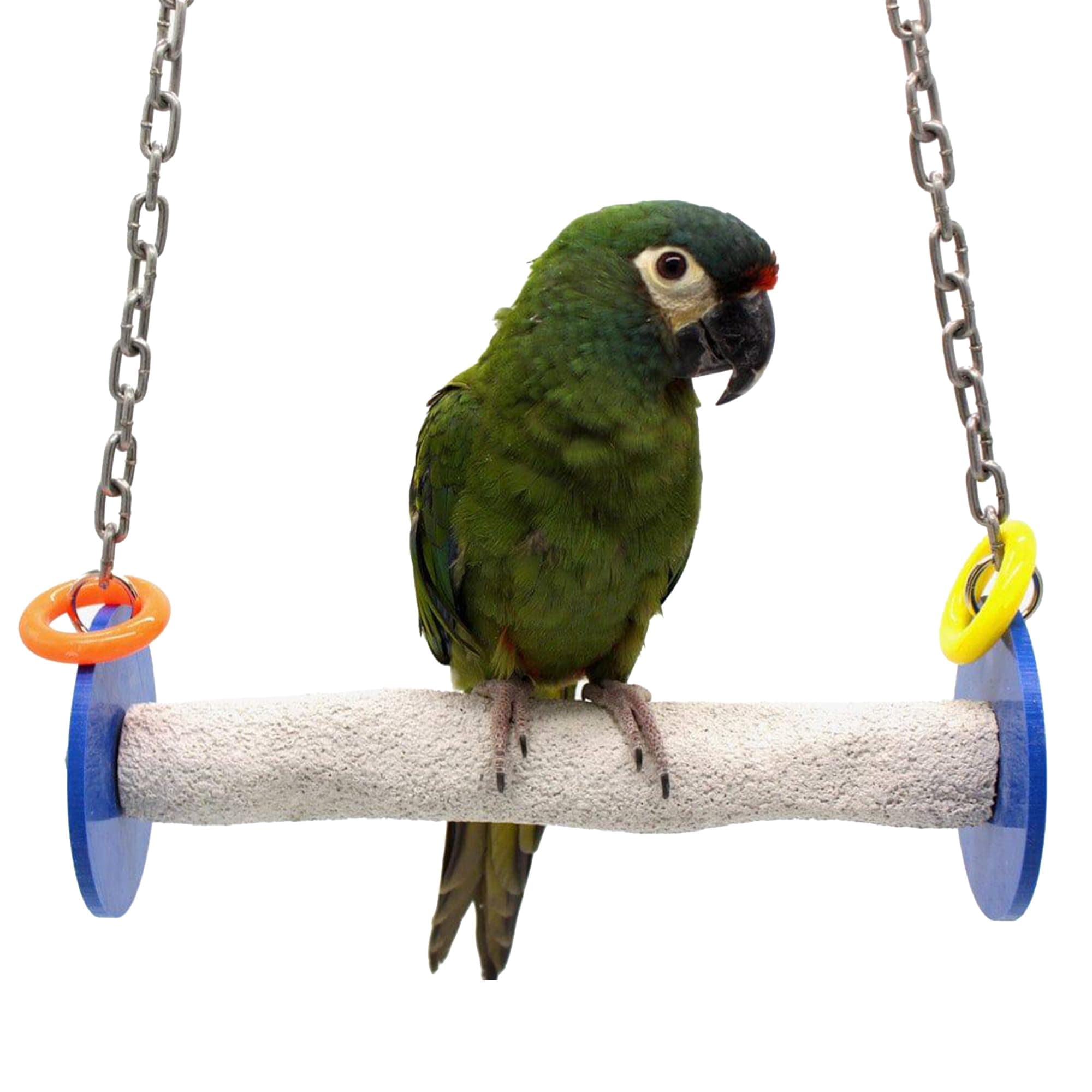 Sweet Feet and Beak Roll Bird Swing - Pumice Perch Bird Toys Trims Nails and Beaks, Safe and Non-Toxic Bird Cage Accessories for Small and Large Birds, Swinging Toys Birds Will Love, Large 10.5 Inches