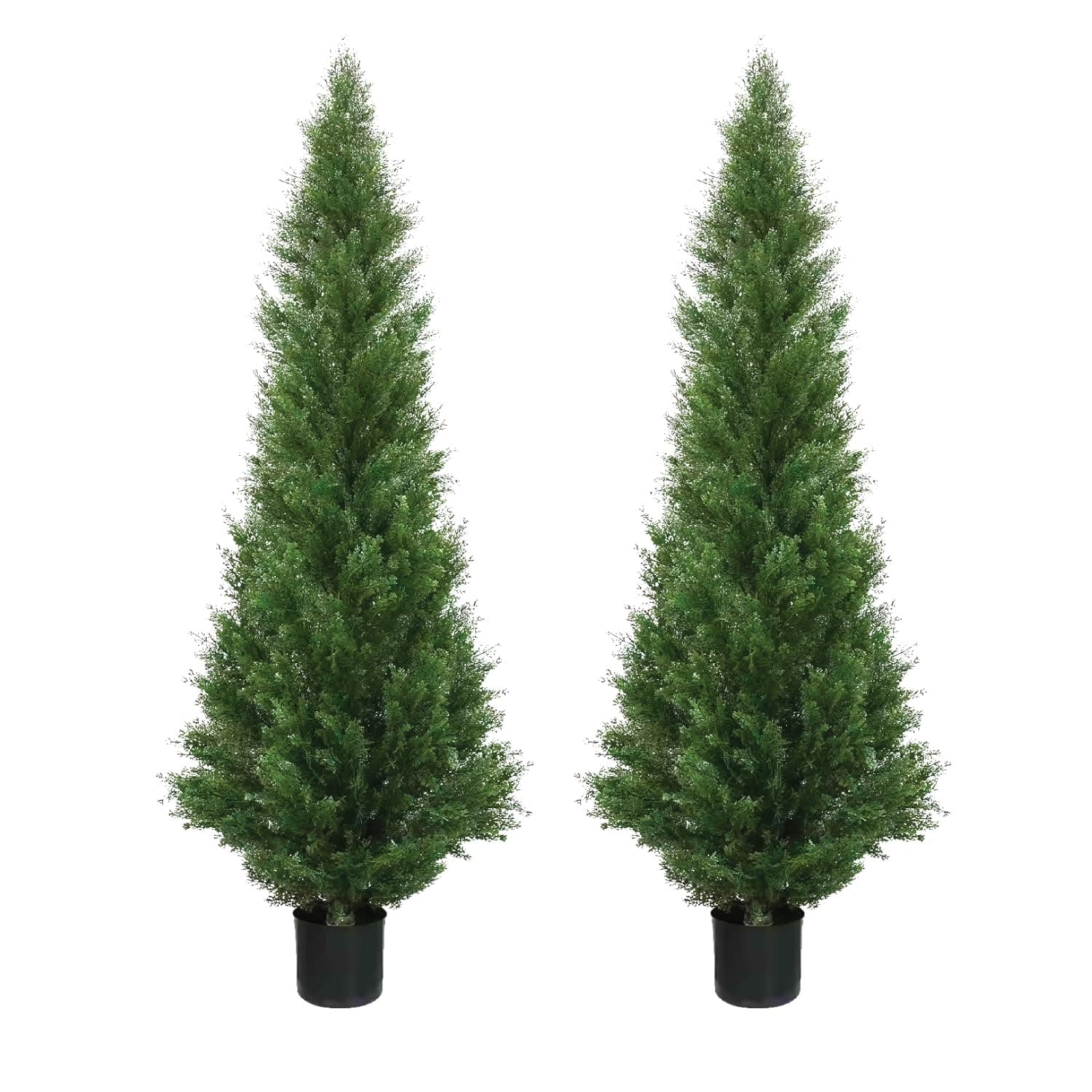 Two 5 Foot Outdoor Artificial Cedar Topiary Trees Potted Plants Two Peace Construction