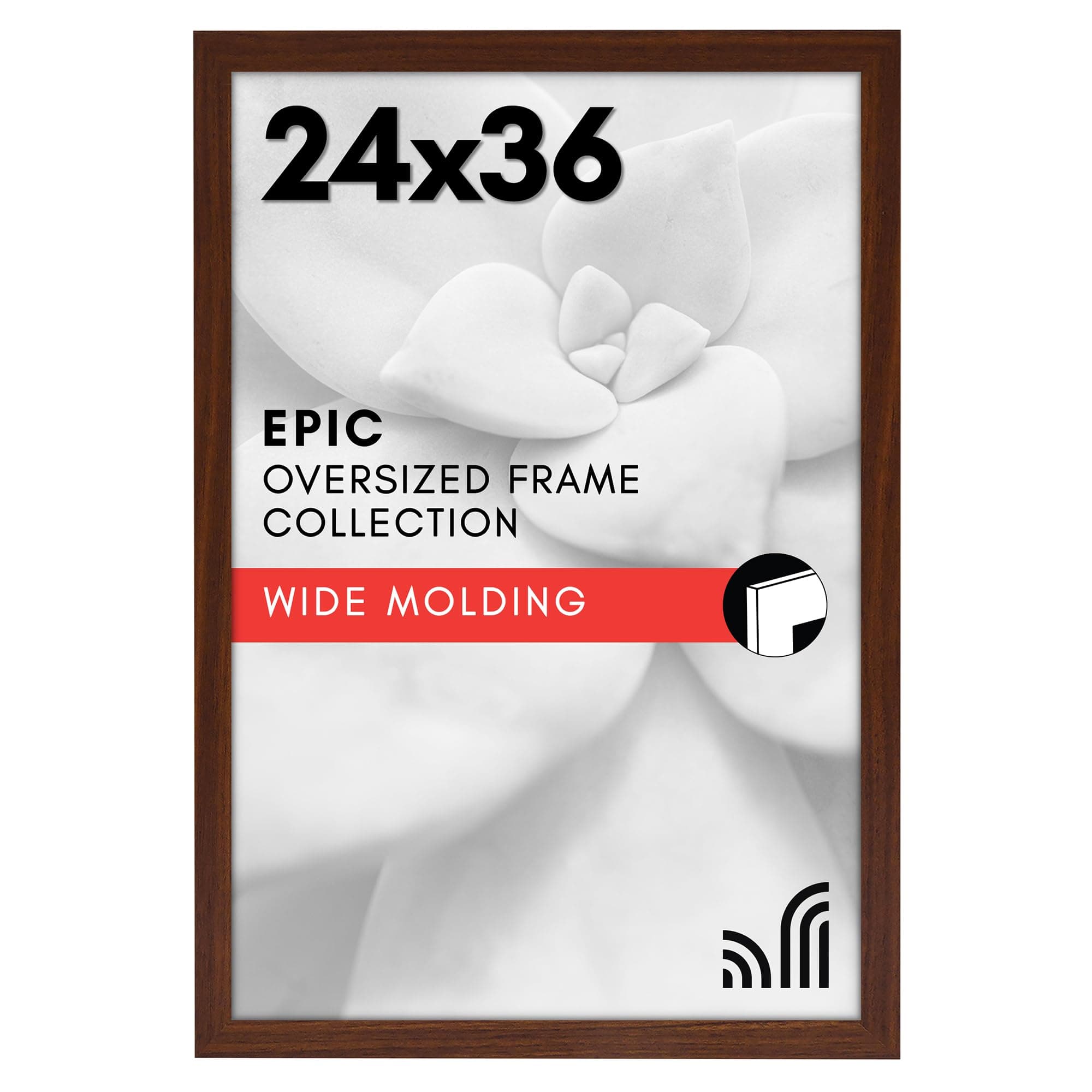 Americanflat 24x36 Poster Frame with Polished Plexiglass - Wide Picture Frames Made of Engineered Wood for Vertical or Horizontal Wall Display - Epic Collection - Mahogany