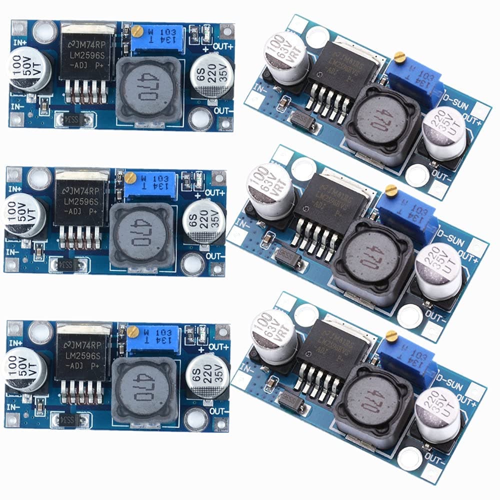 6 Pack LM2596 DC-DC Buck Converter, LM2596S Adjustable DC to DC Step Down Module DIP SMD Reduced Voltage Stabilizer Input 3.0-40V Output 1.5-35V High Efficiency Power Supply Regulator