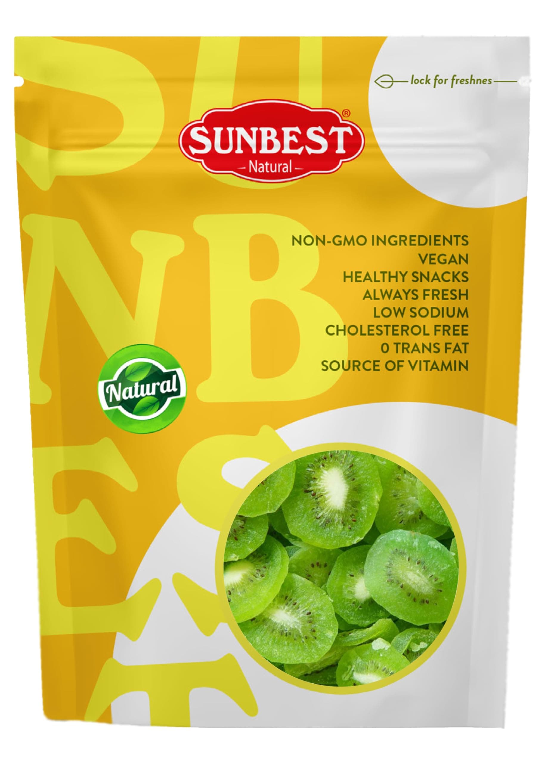 Sunbest Natural Dried Kiwi Slices 80 oz (5 lbs) 1 Pack - Chewy Cut Fruit - Vegan, Kosher Certified, Non-GMO - Perfect Healthy Snack for Adult & Kids