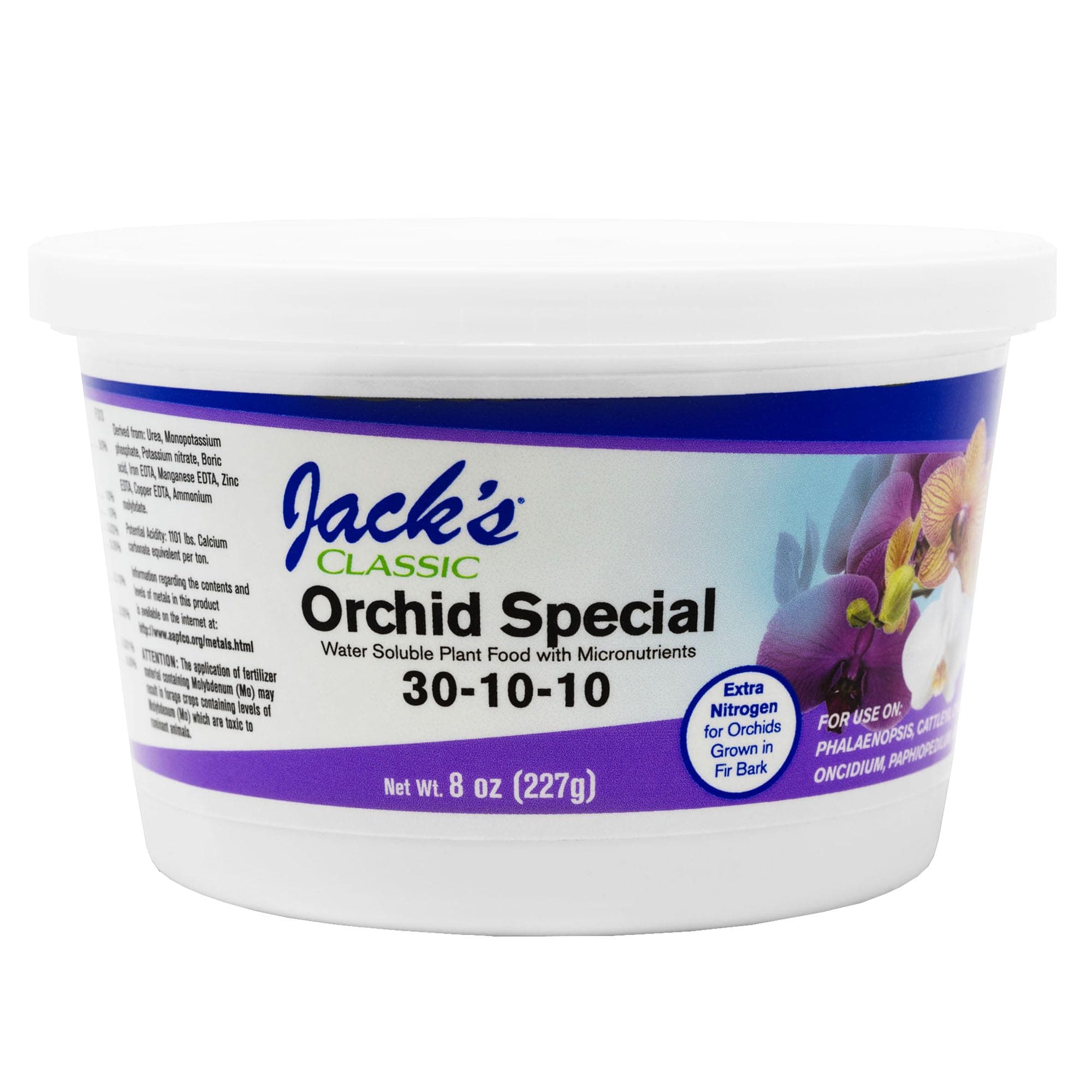 J R Peters Jacks Classic 30-10-10 Orchid Special Fertilizer, 8-Ounce