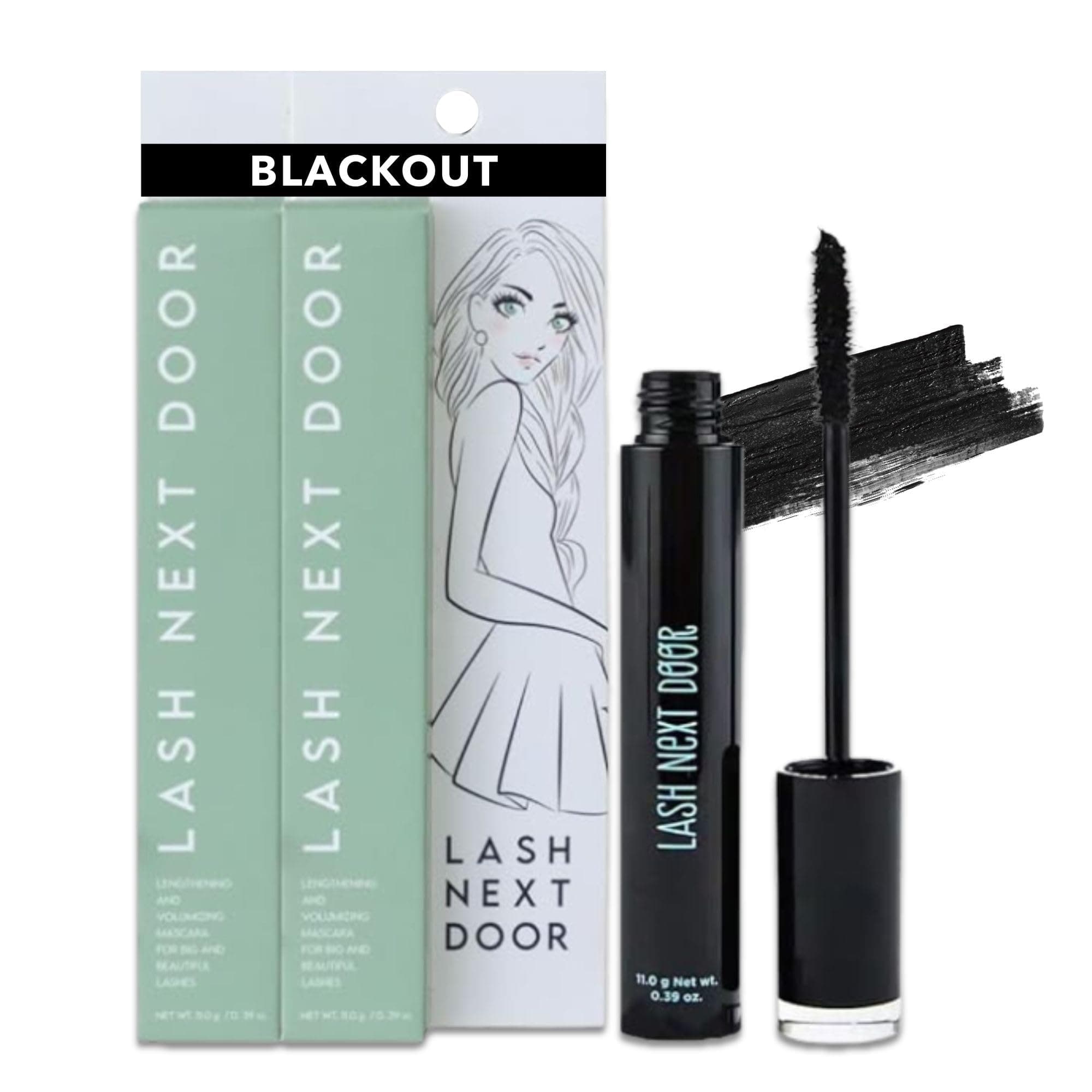 Lash Next Door Blackout Water Resistant Mascara by Brooklyn & Bailey – Volume and Length, Smudge Proof, No Clump Eye Makeup for Women (2-Pack, 0.39 oz Each)