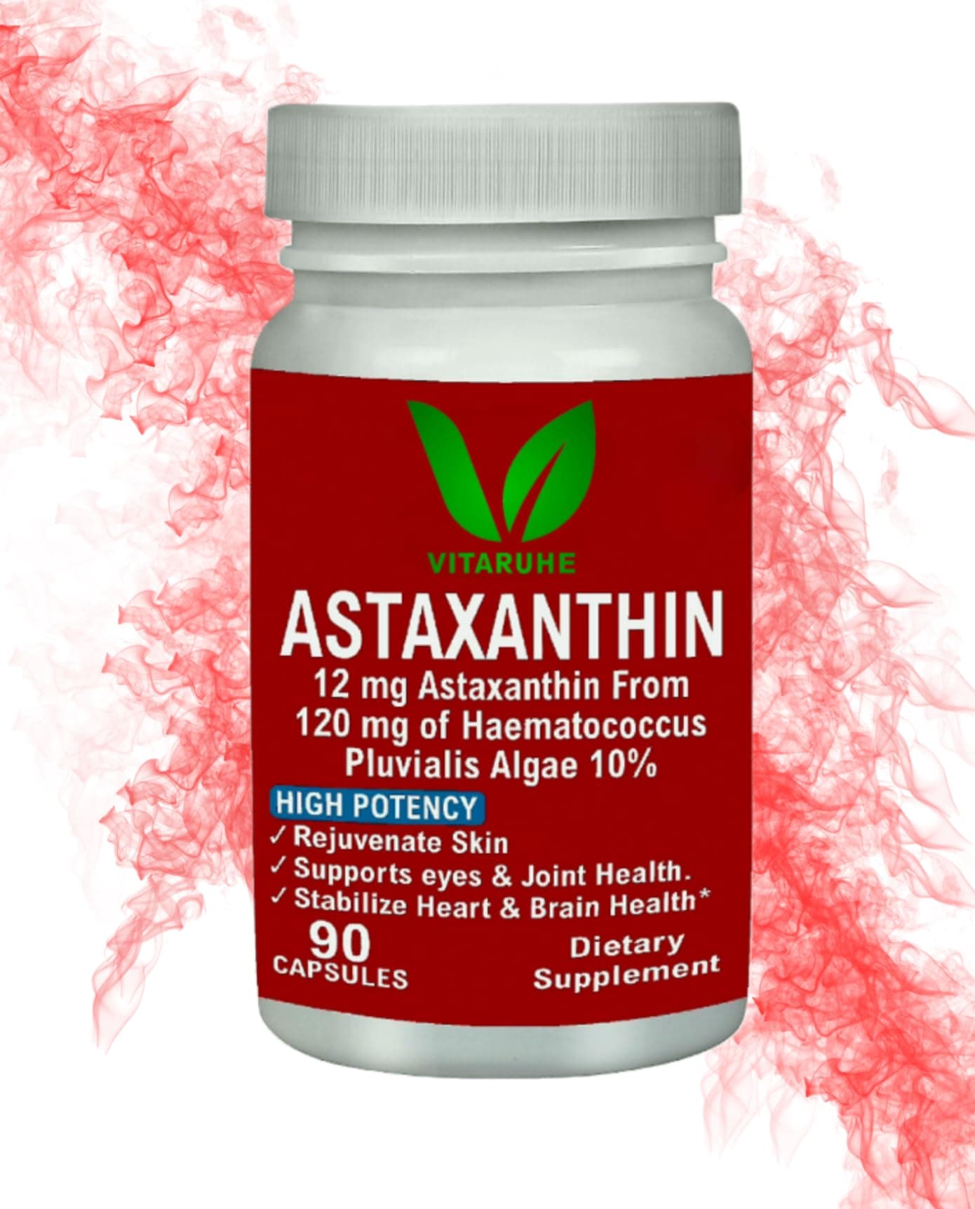 - Astaxanthin Supplement High Dose & Vegan, 12 mg Natural Astaxanthin Powder from Blood Rain Algae, 90 Capsules for 3 Months, No Additives