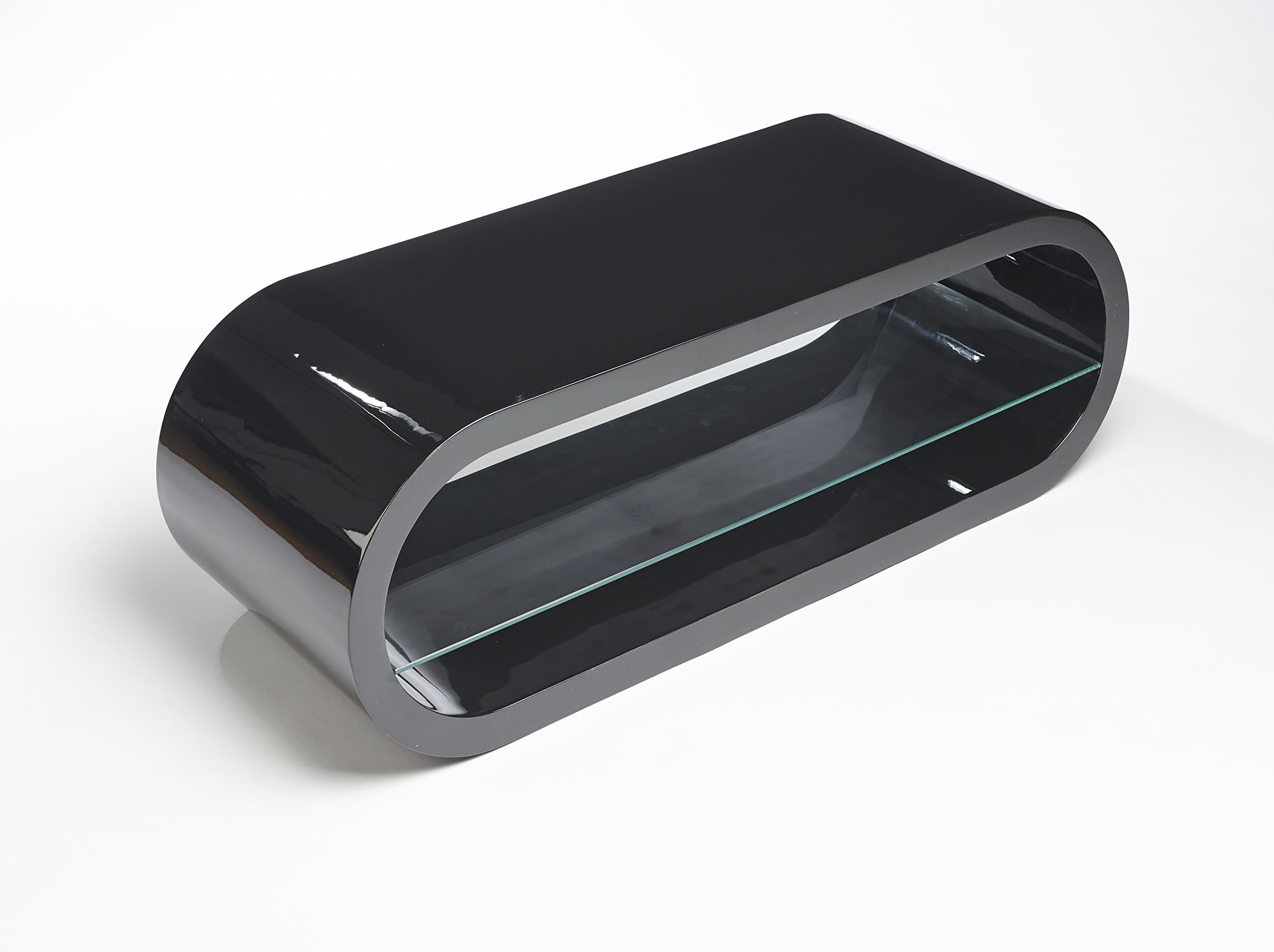 MODERN DESIGNER HIGH GLOSS OVAL LED LCD TV STAND CABINET HIGH GLOSS BLACK, RED, WHITE (BLACK)